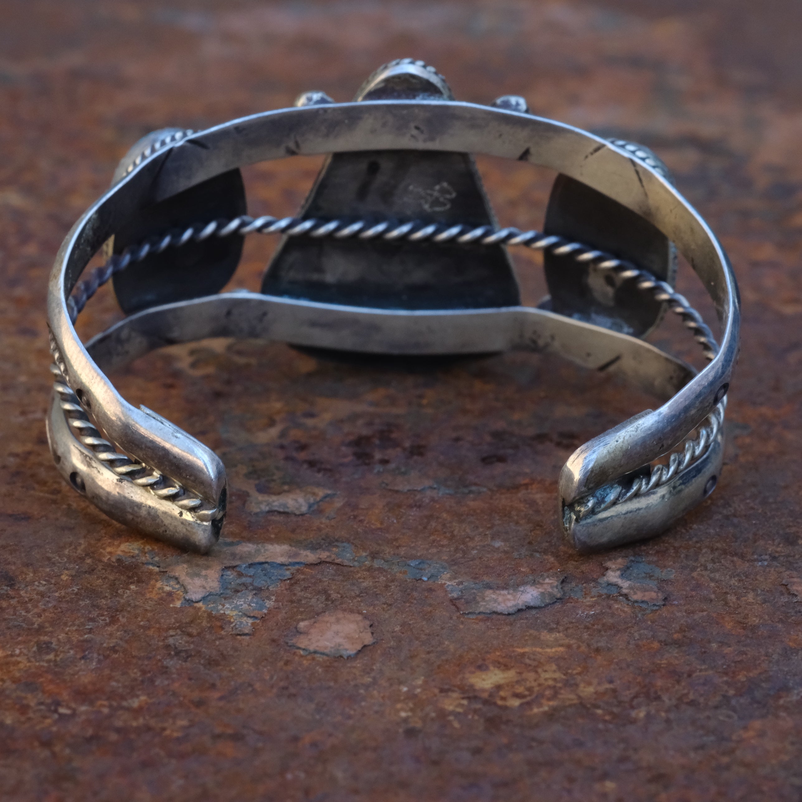 Huge Vintage Sterling 3-Stone Turquoise Cuff Bracelet