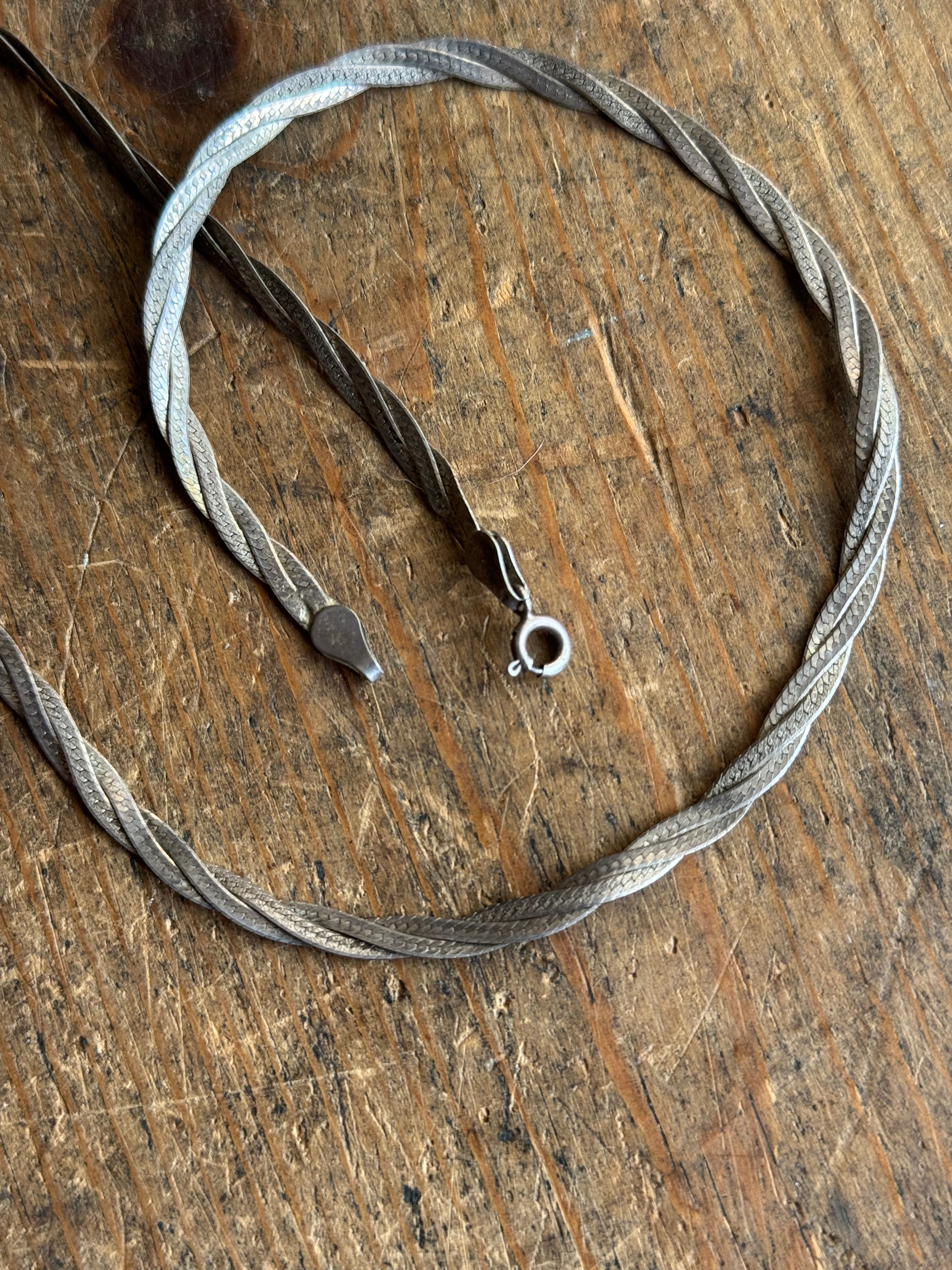Vintage Sterling Silver 18” Twist Herringbone Chain