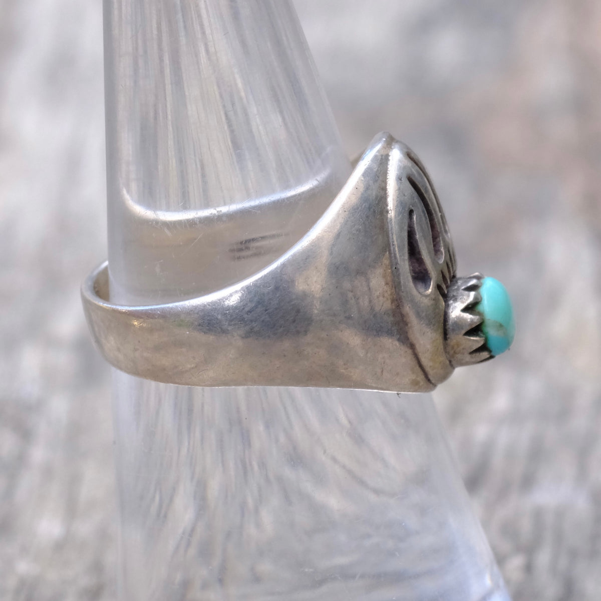 Vintage Sterling Turquoise Bear Paw Ring 6.5
