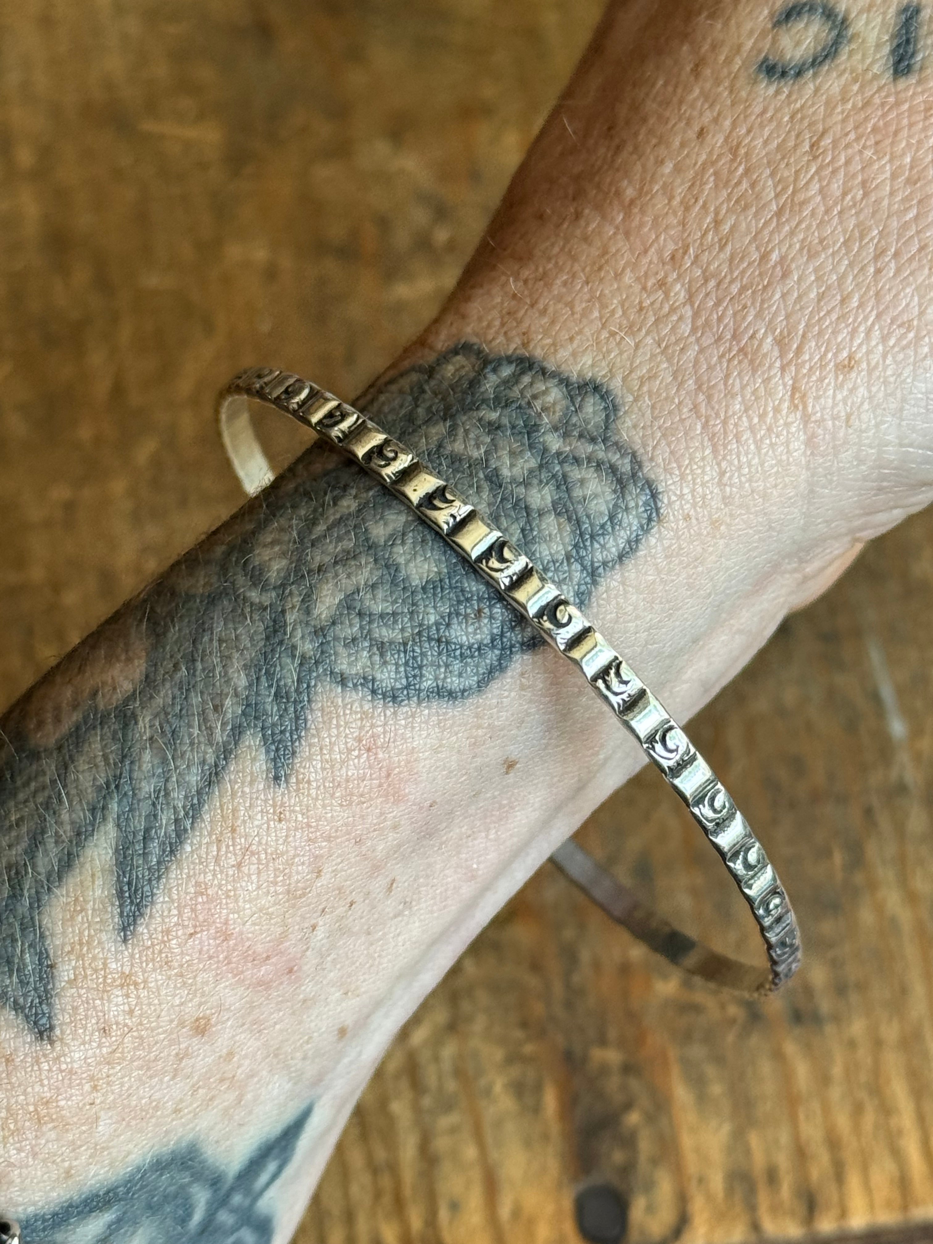 Vintage Sterling Silver Stamped Bar Bangle