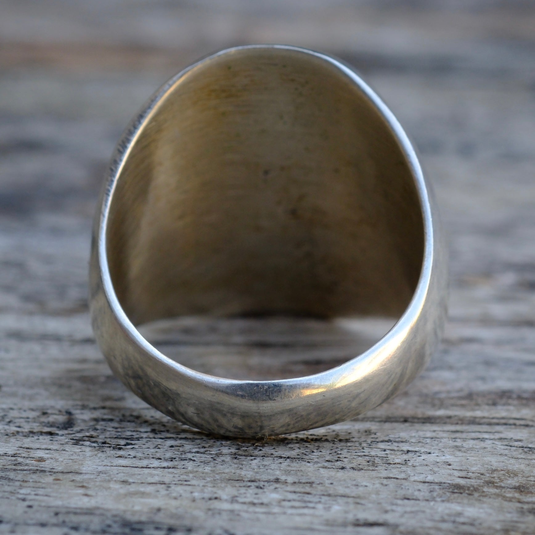 Vintage Sterling Turquoise Stamped Shadowbox Ring 9