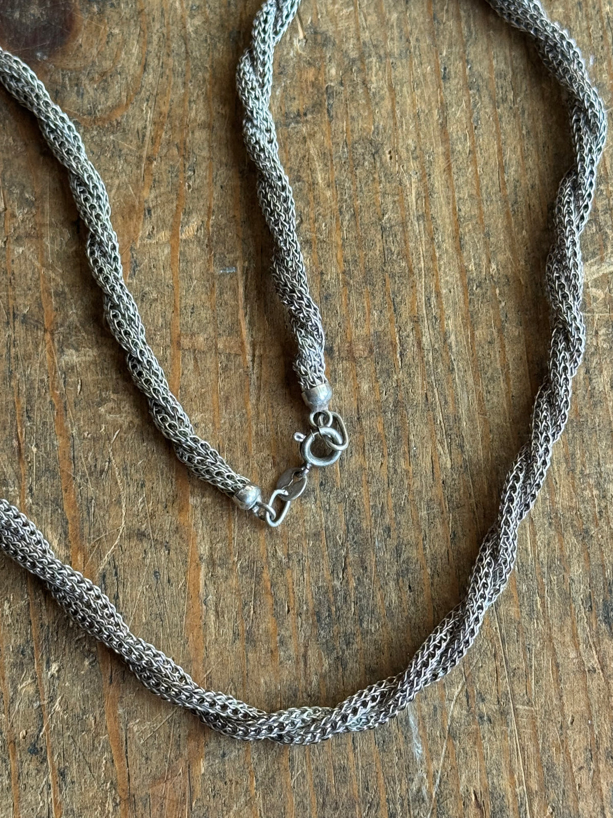 Vintage Sterling Silver 21” Mesh Rope Chain