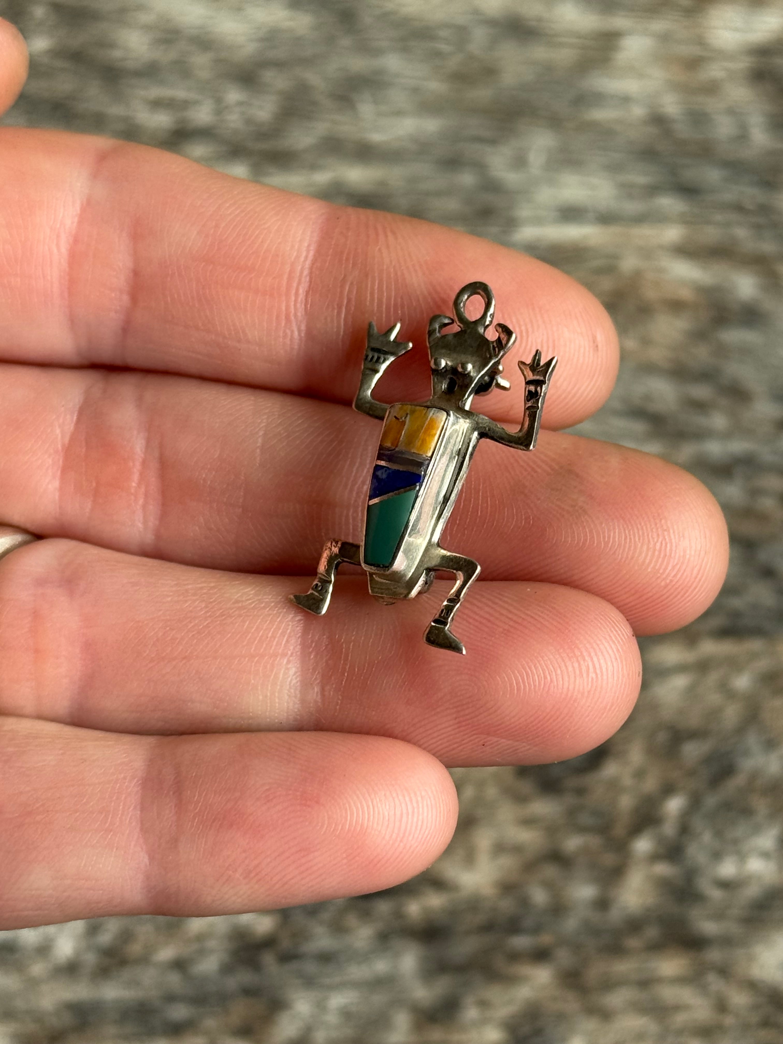 Vintage Sterling Silver Multistone Inlay Fetish Pin