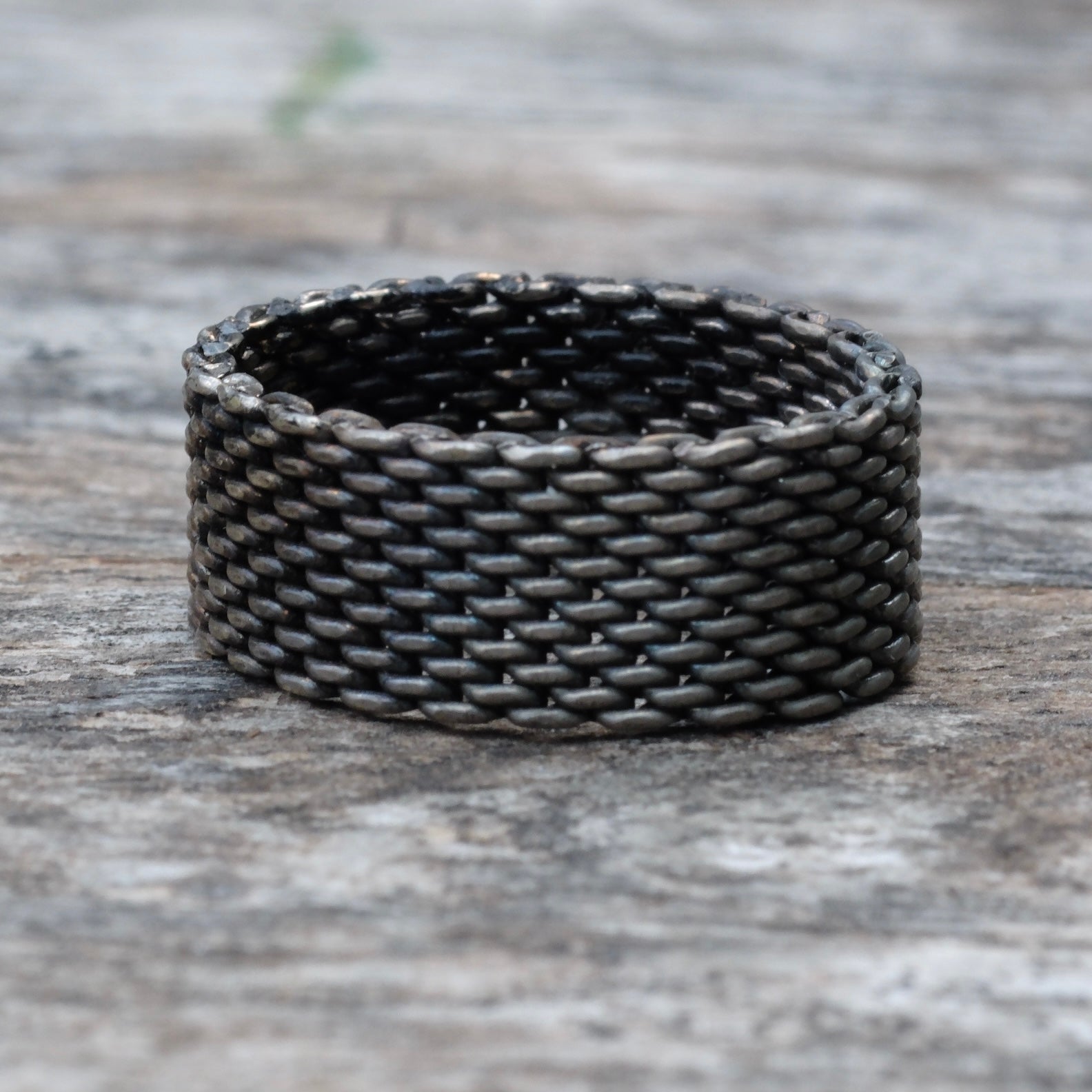 Vintage Sterling Silver Woven Mesh Band Ring 6.5