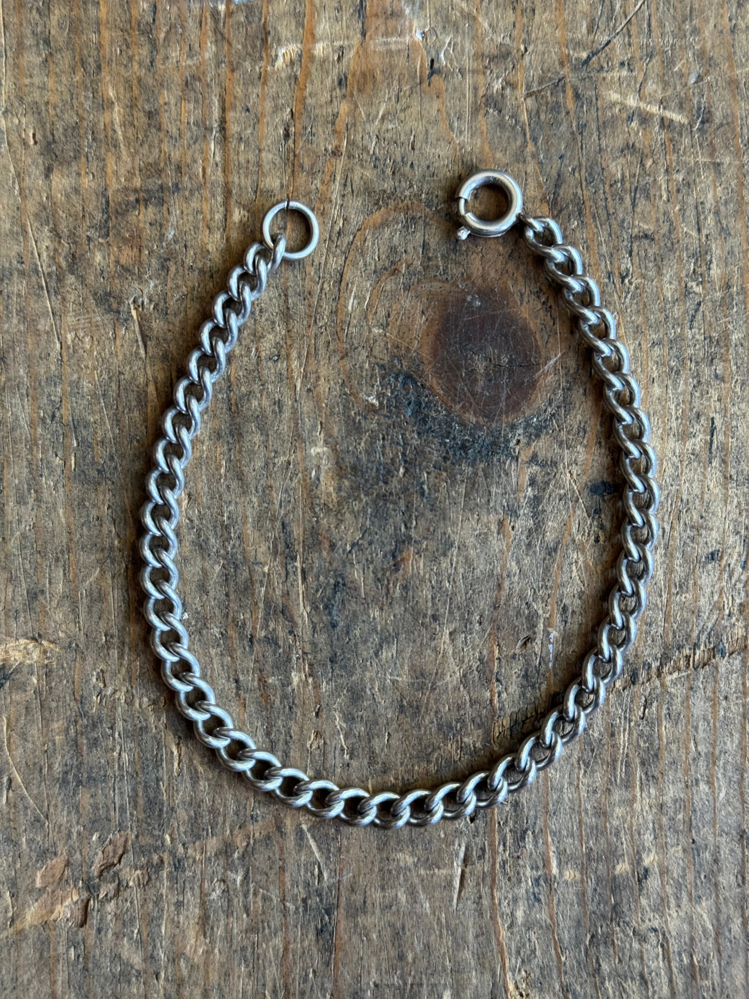 Vintage Sterling Silver Curb Chain Bracelet 7.25"