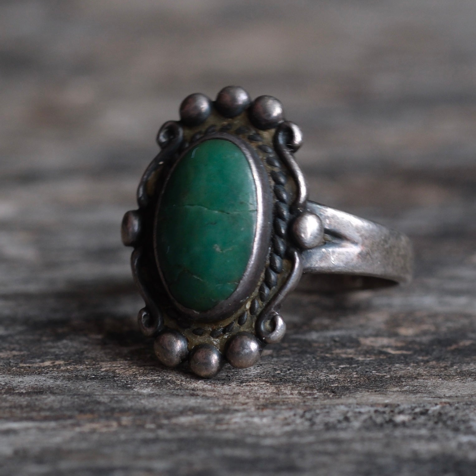 Vintage Sterling Turquoise Ring 4.75