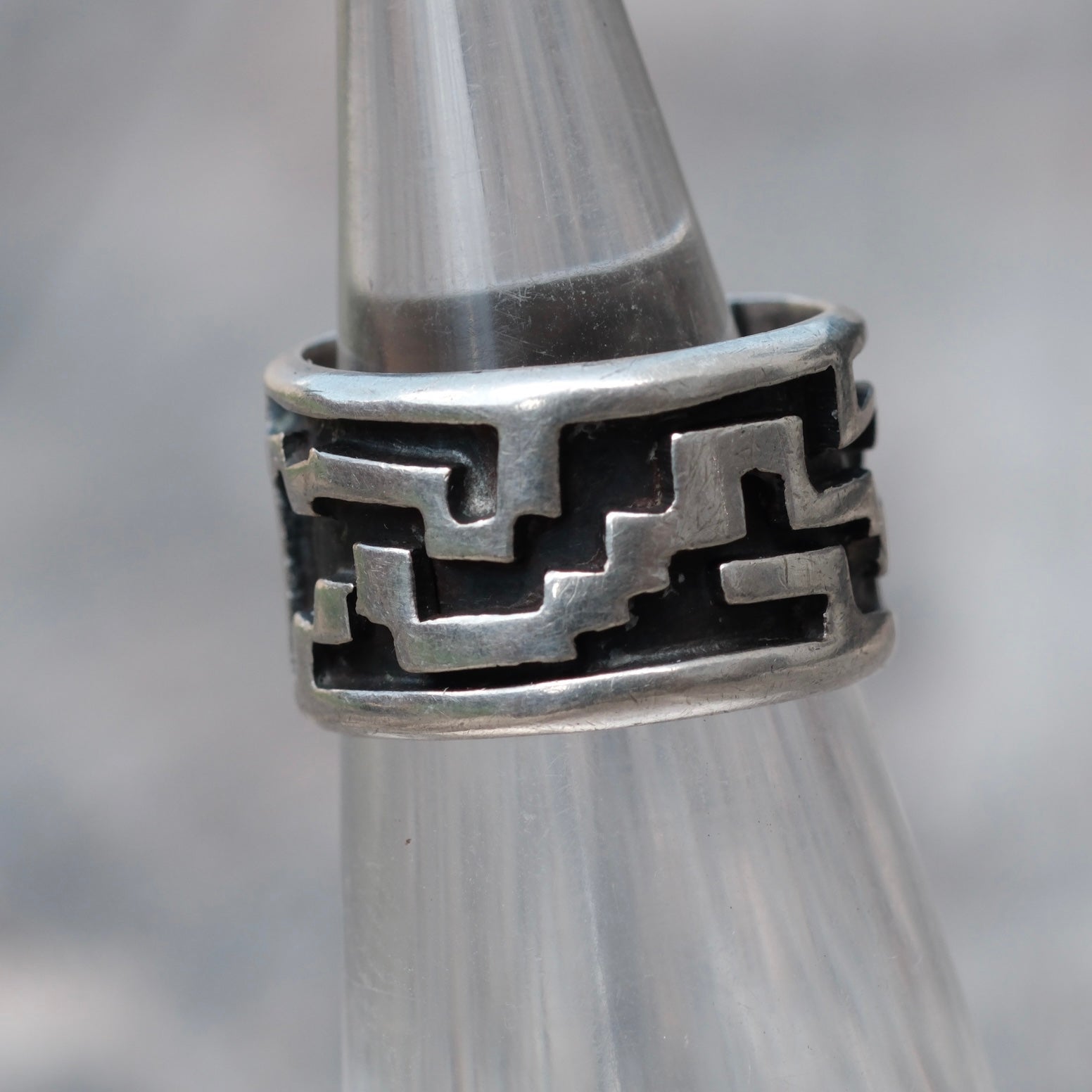 Vintage Sterling Tribal Band Ring 3