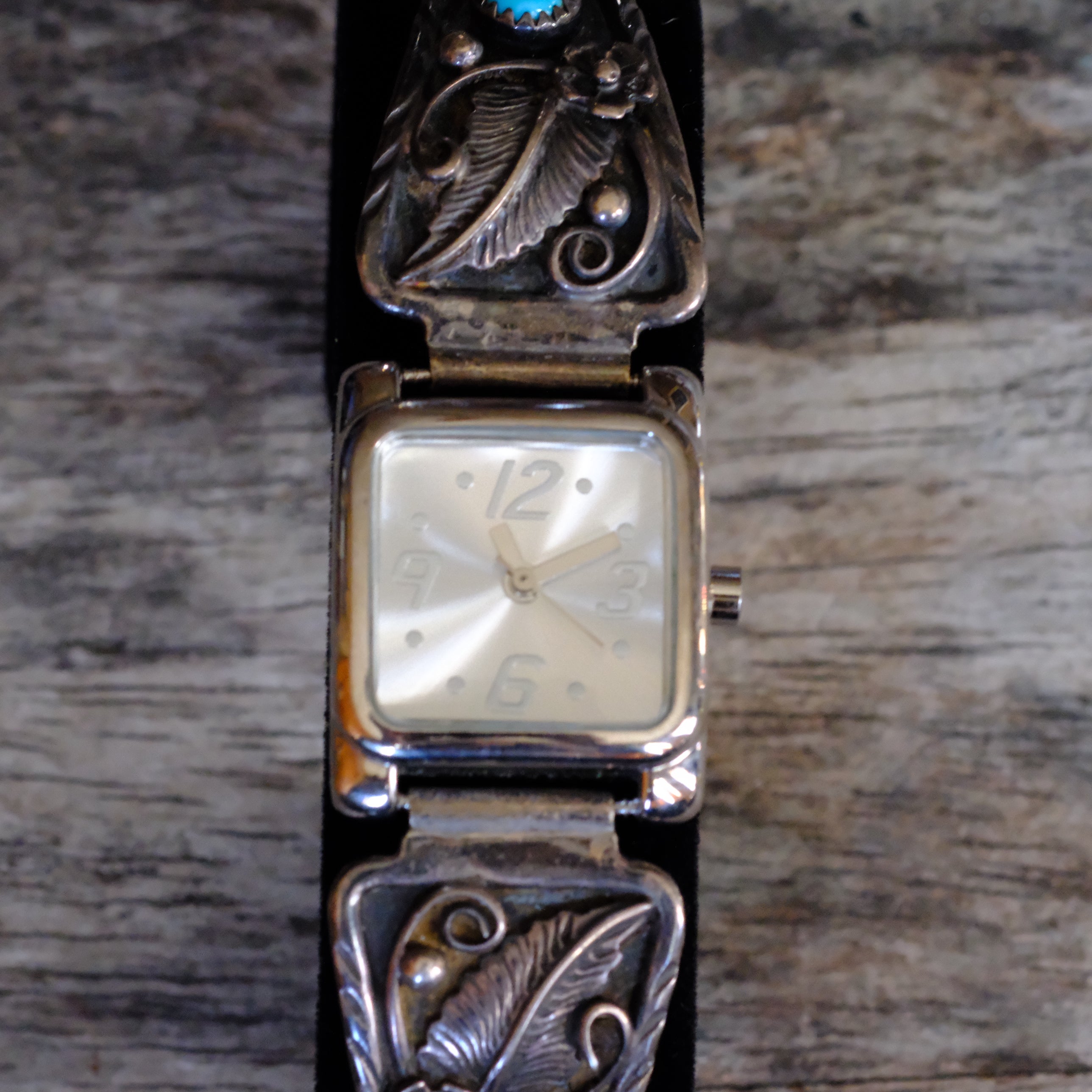 Vintage Sterling Turquoise Feather Watch