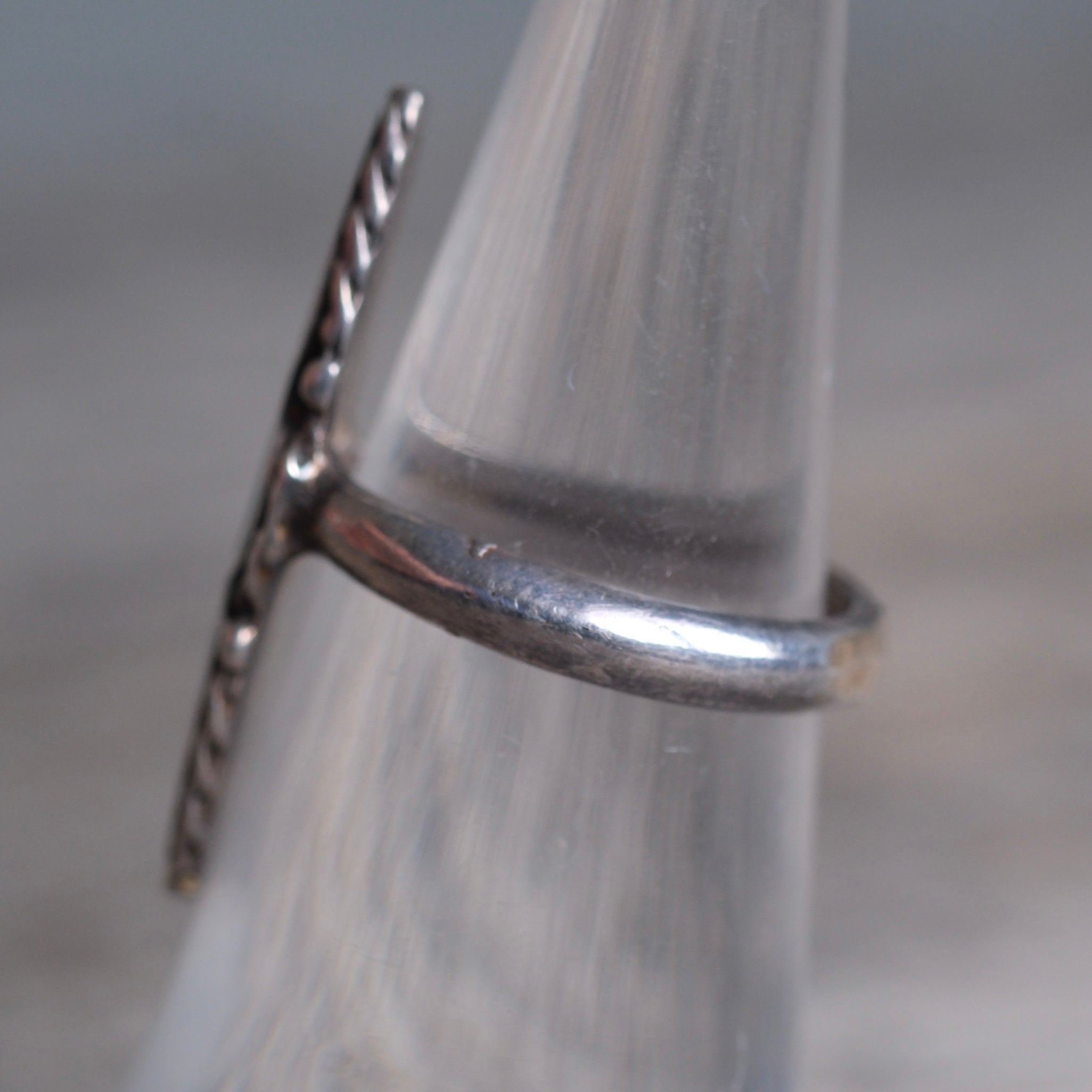 Vintage Sterling Turquoise Inlay Roper Ring 5