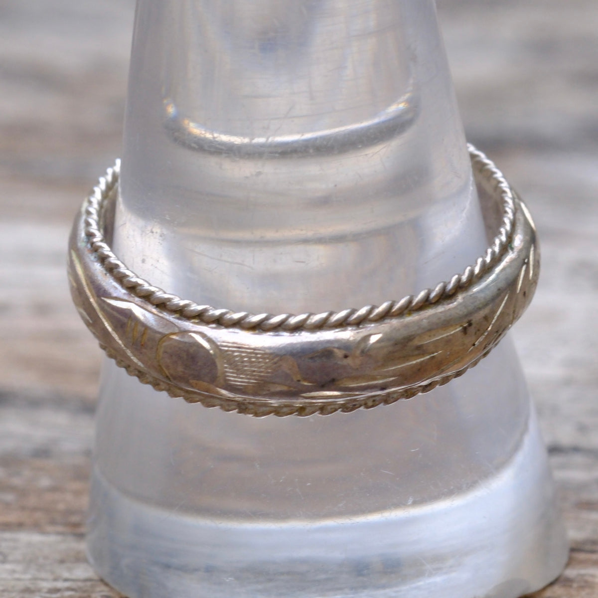 Vintage Sterling Silver Scroll Band Ring 10