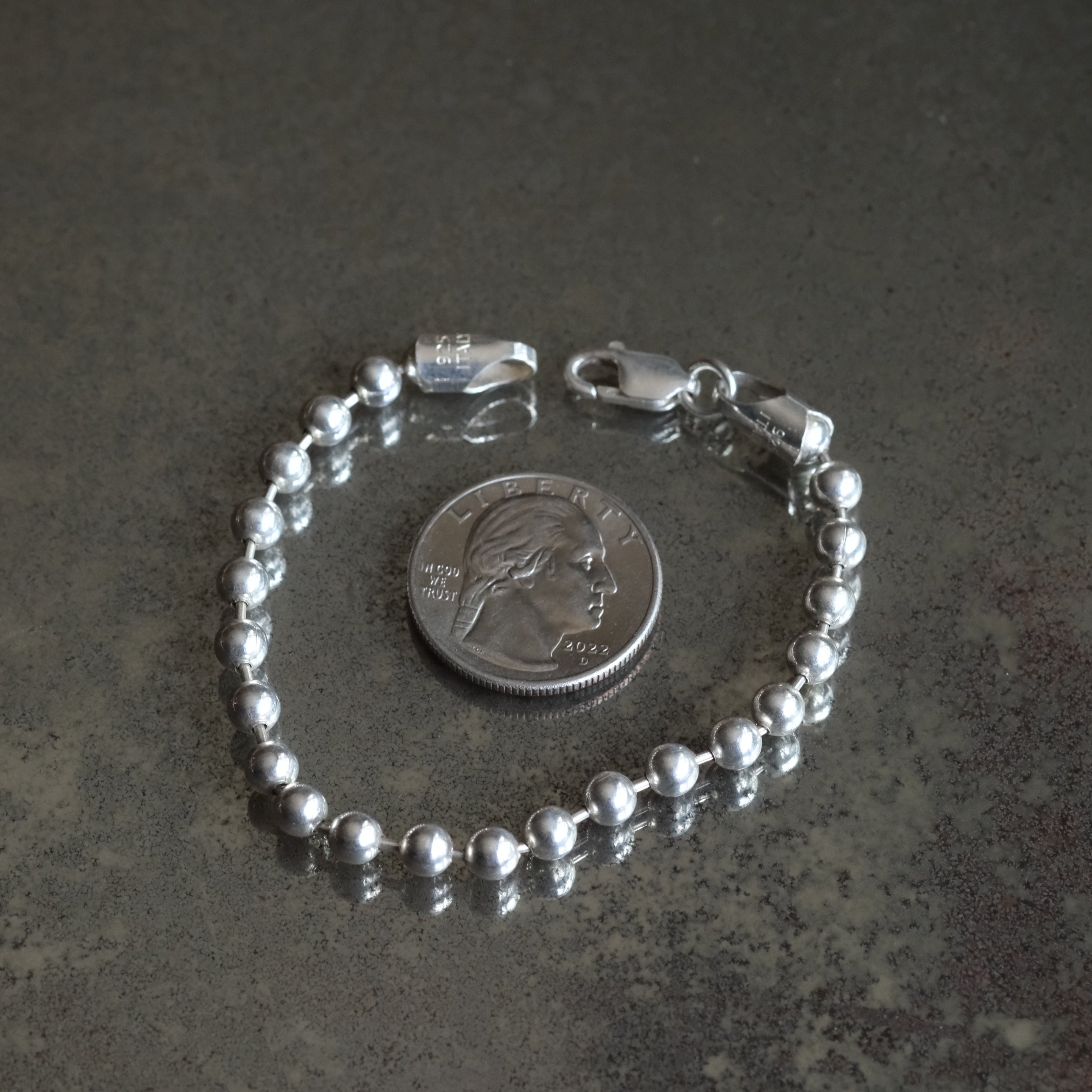 Vintage Sterling Silver Ball Chain Bracelet 7"