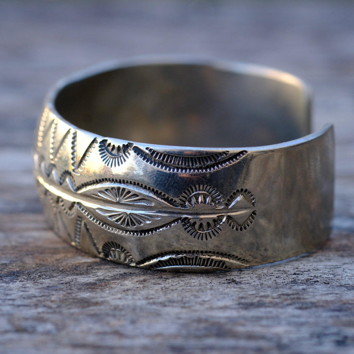 Vintage Sterling Silver Stamped Wide Cuff Bracelet