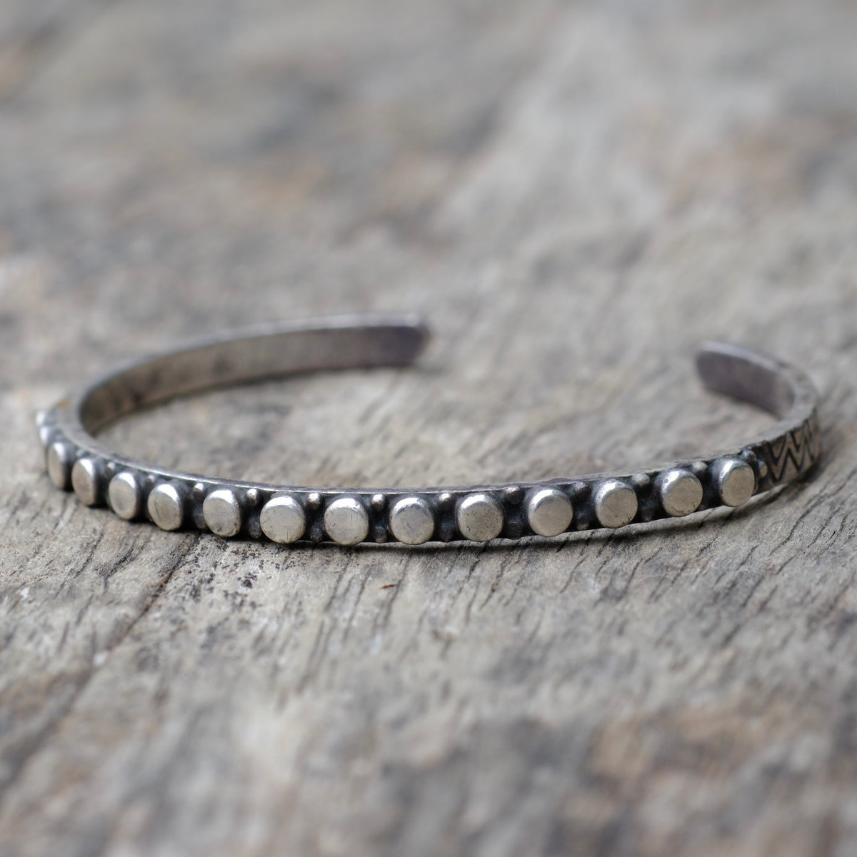 Vintage Sterling Silver Stamped Cuff Bracelet