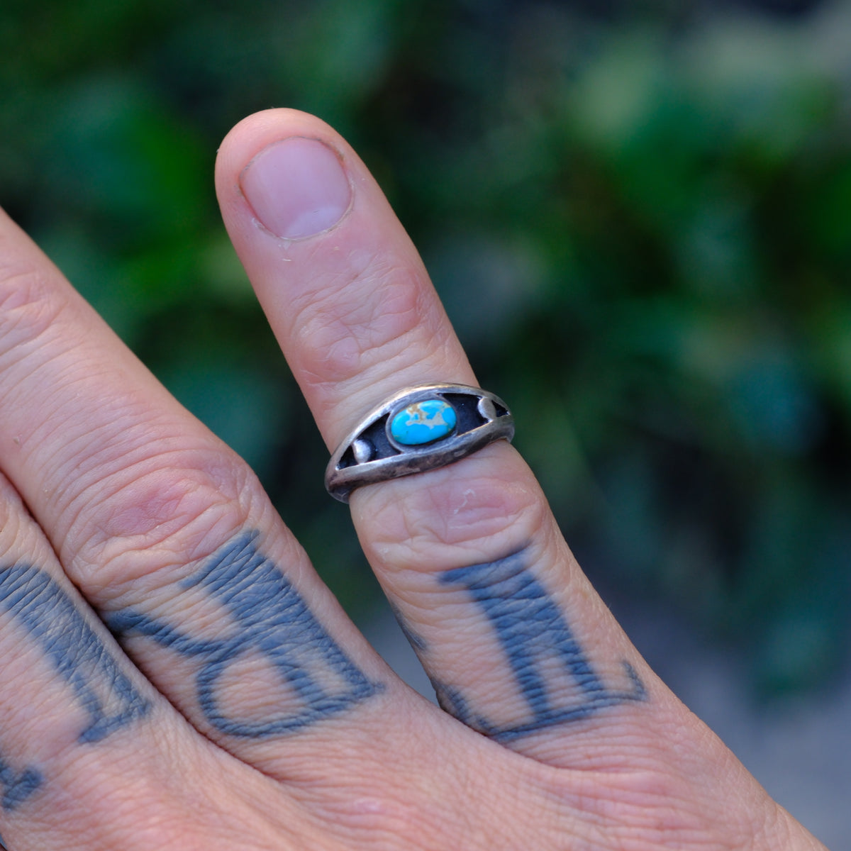Vintage Sterling Turquoise Band 4.5