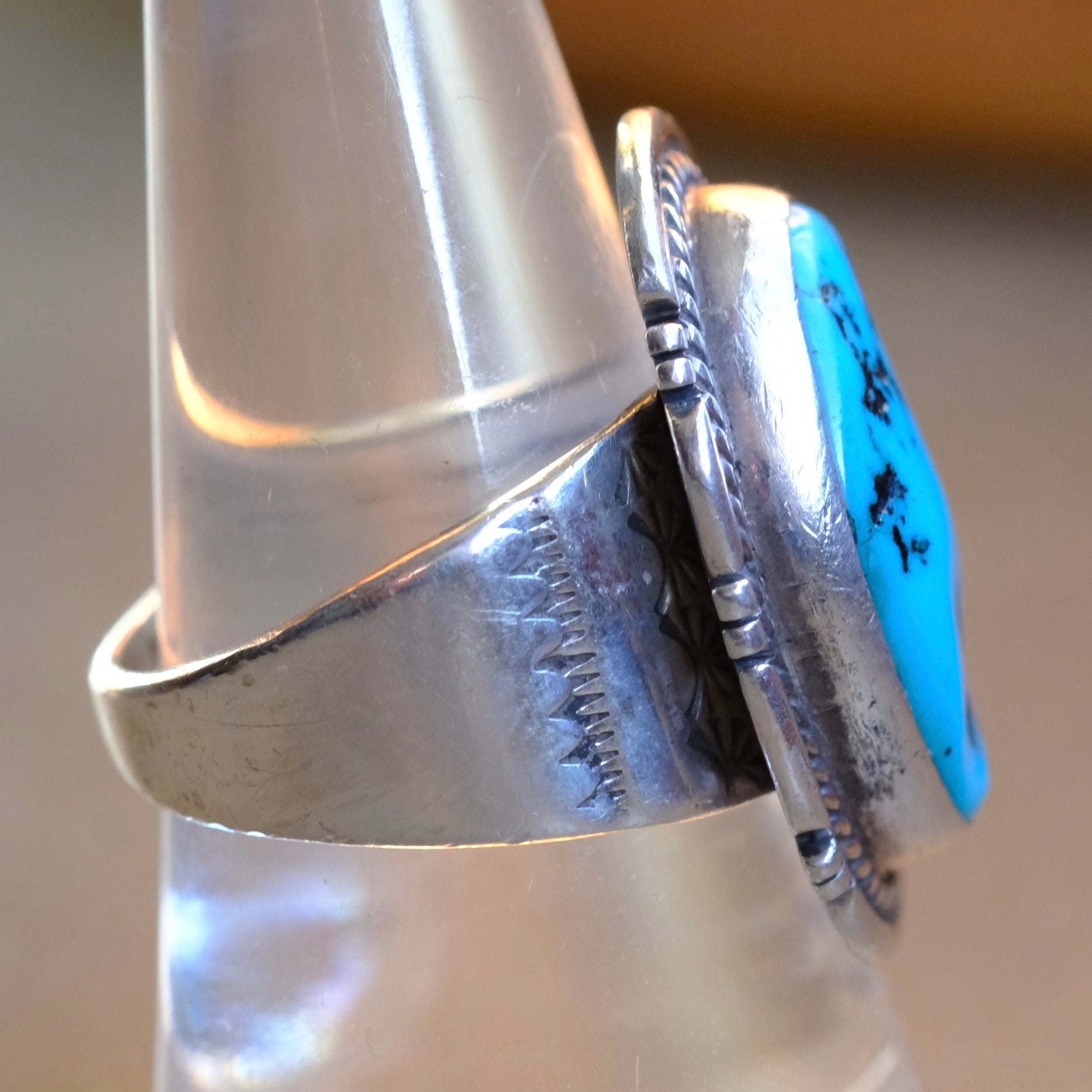 Vintage Sterling Turquoise Ring 8.75