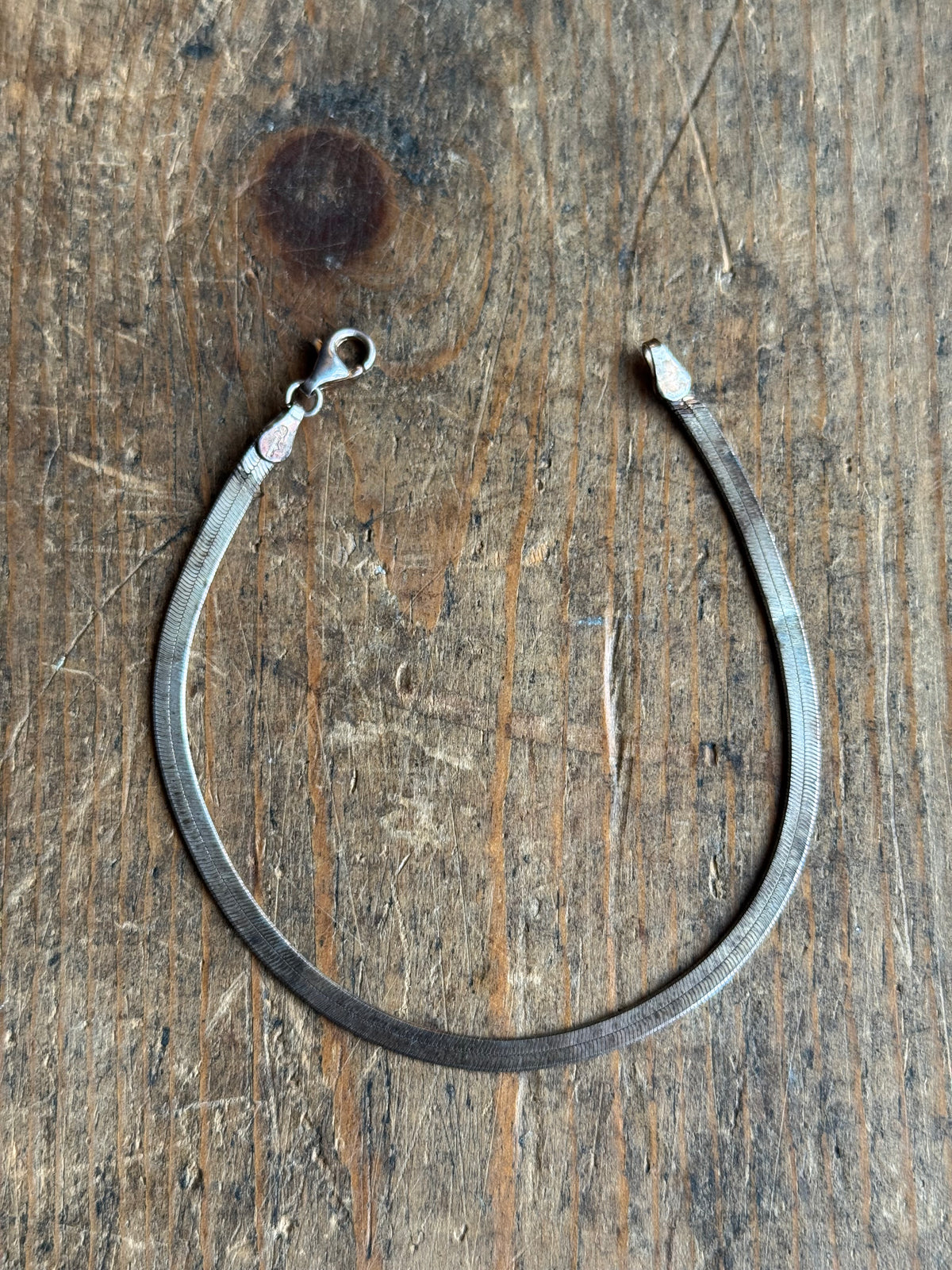Vintage Sterling Silver Herringbone Chain Bracelet
