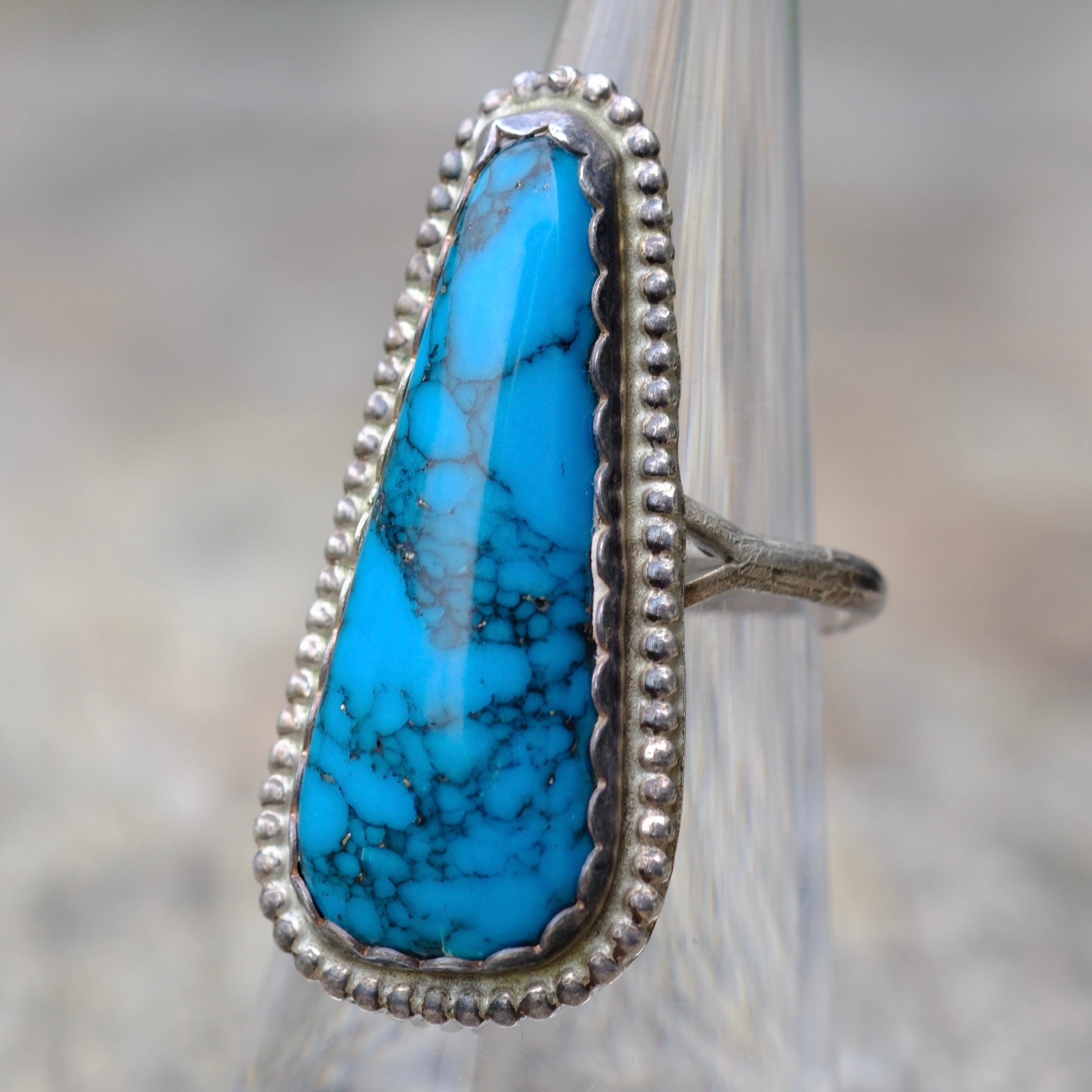Vintage Sterling Faux Turquoise Ring 5.5