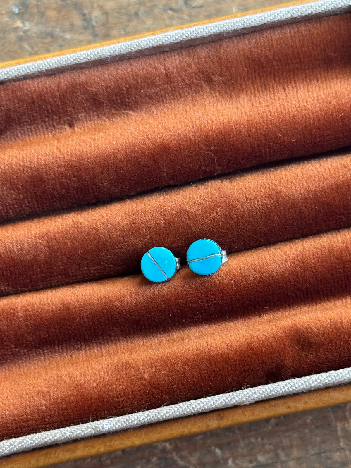 Vintage Sterling Silver Turquoise Inlay Earrings