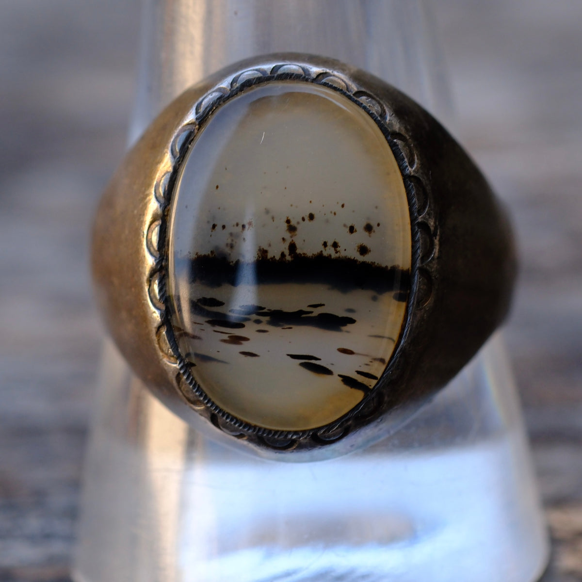 Vintage Sterling Agate Ring 11.5