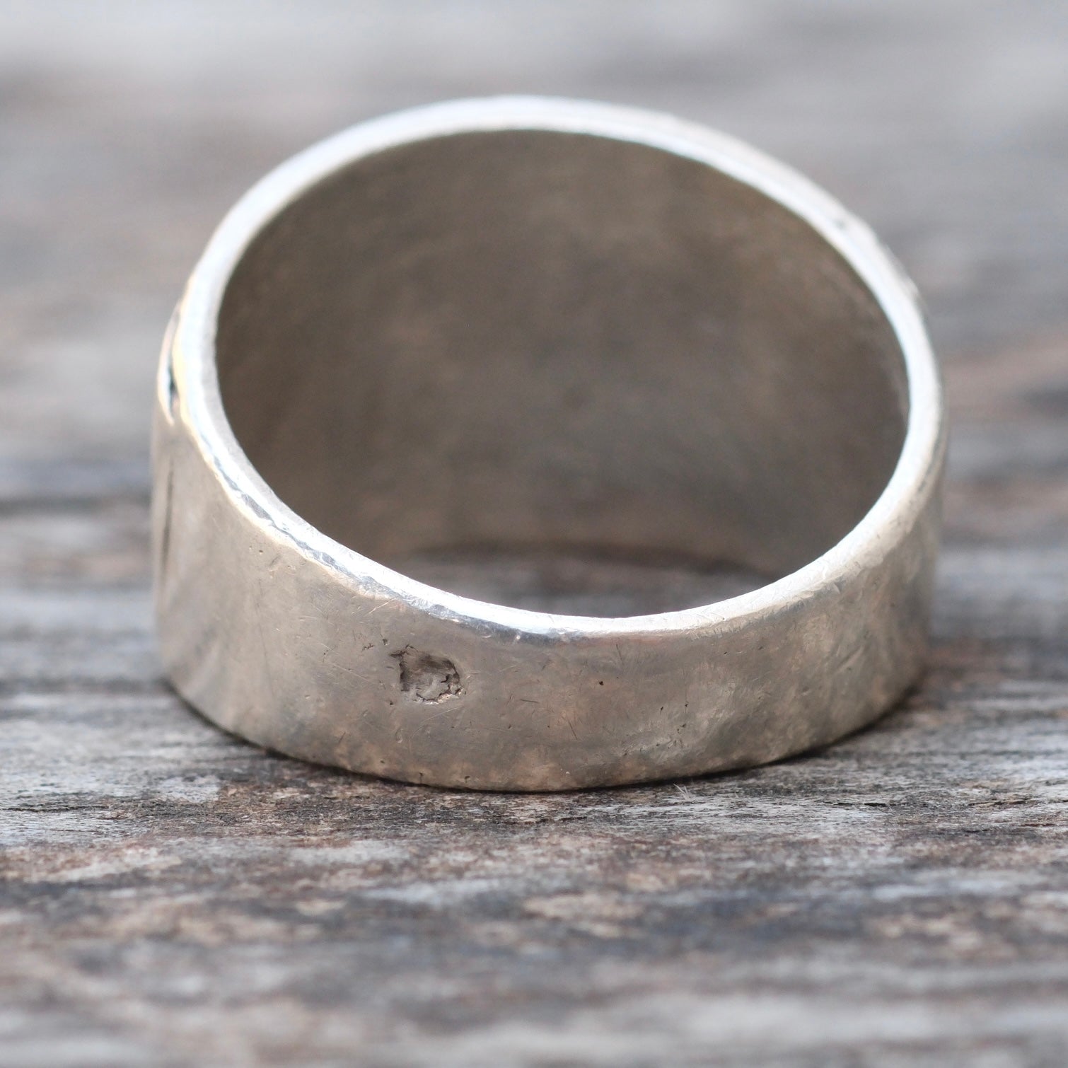 Vintage Sterling Turquoise Wide Band Ring 10.75