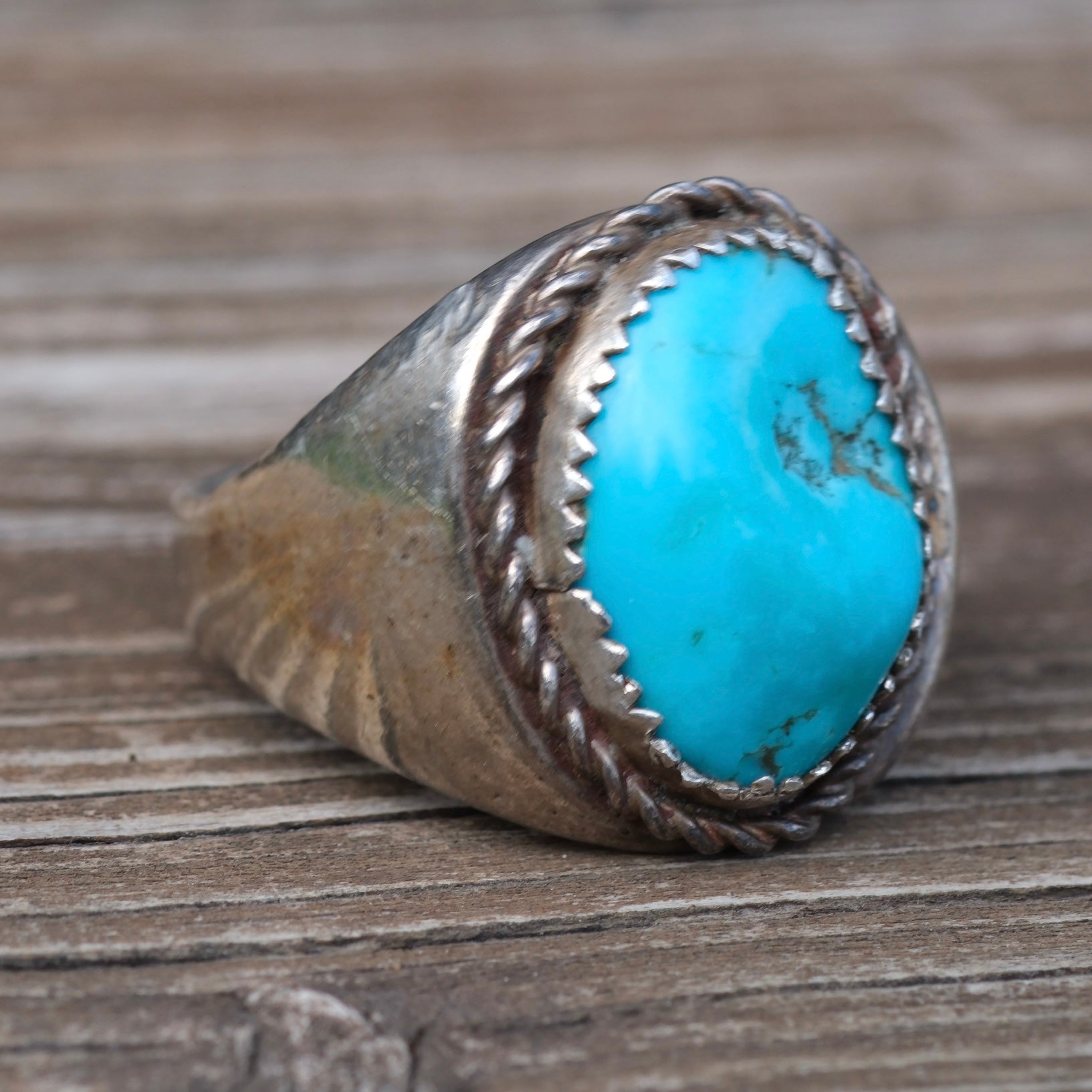 Vintage Sterling Chunky Turquoise Ring 10.25