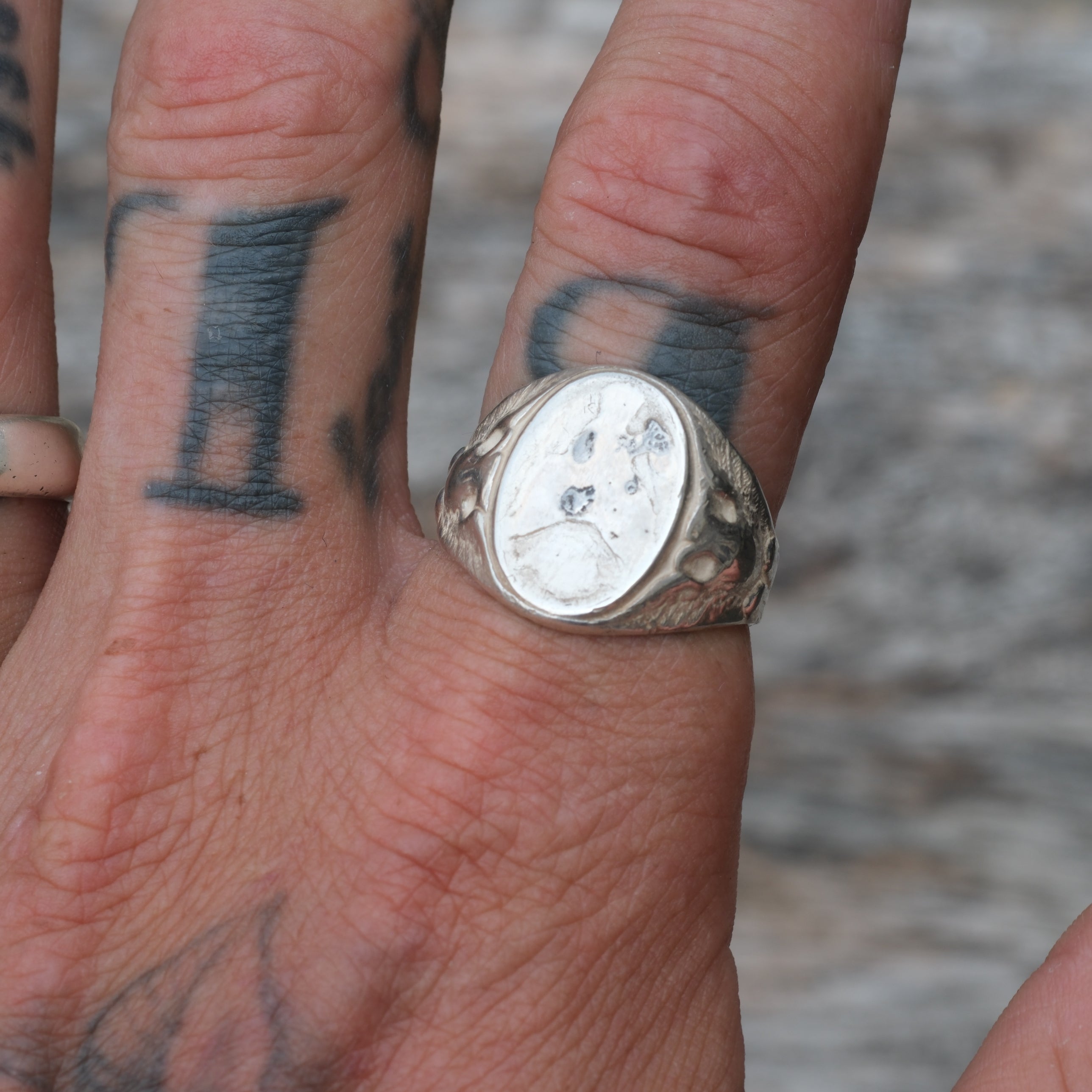 Vintage Sterling Silver Military Signet Ring 10