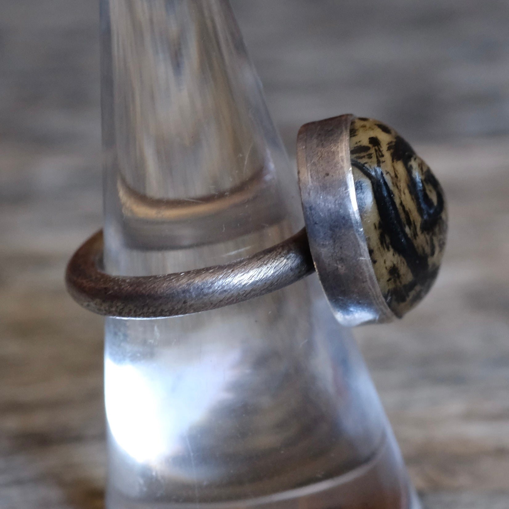 Vintage Sterling Carved Swirl Ring 6.25