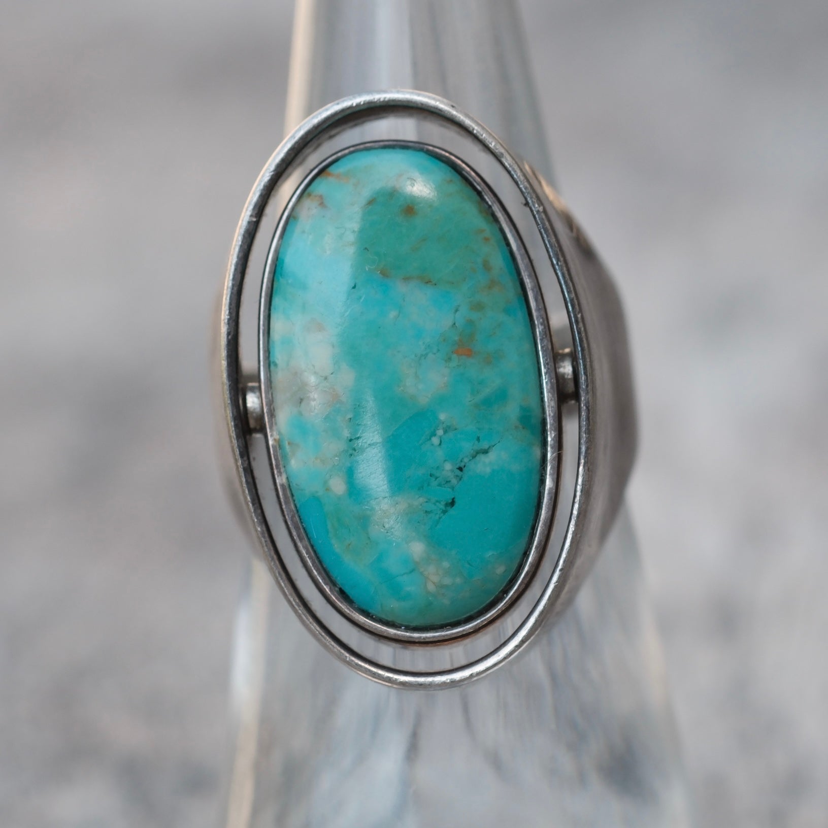 Vintage Sterling Turquoise and Lapis Reversible Ring 5.5