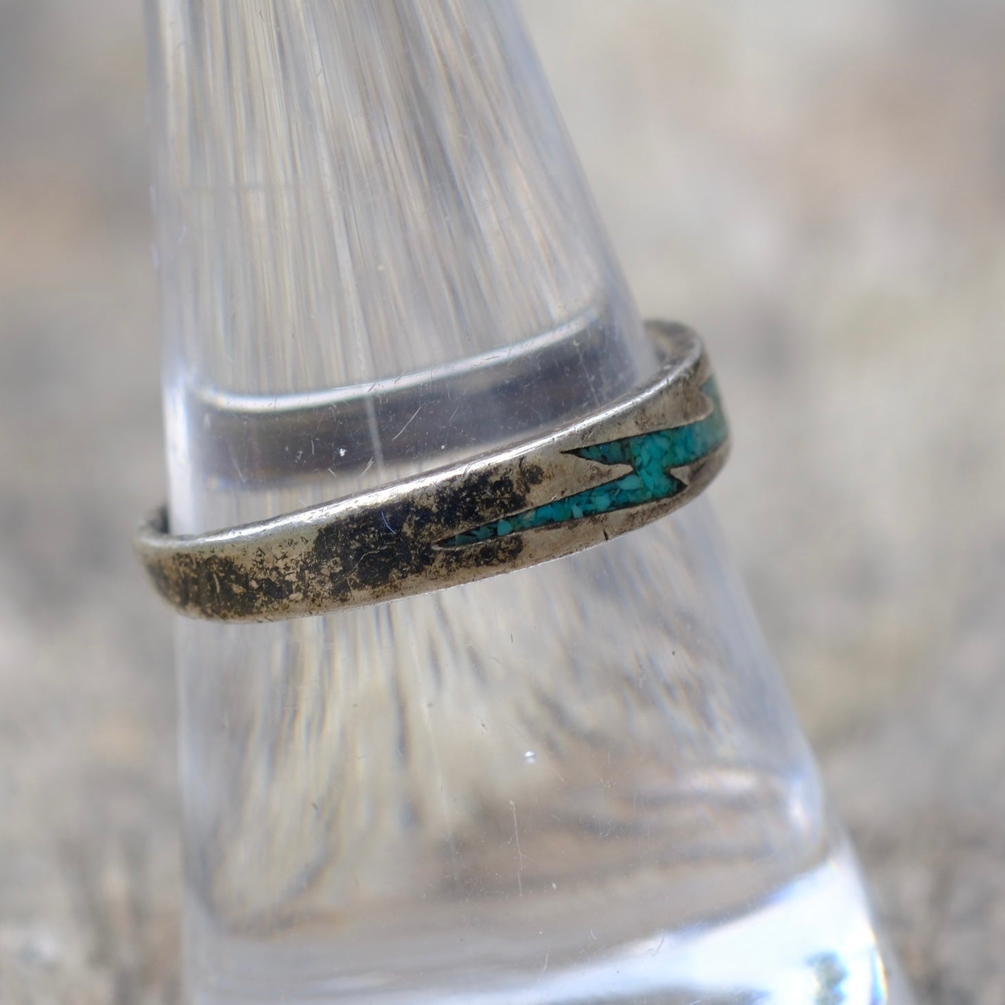 Vintage Sterling Turquoise Inlay Band 8