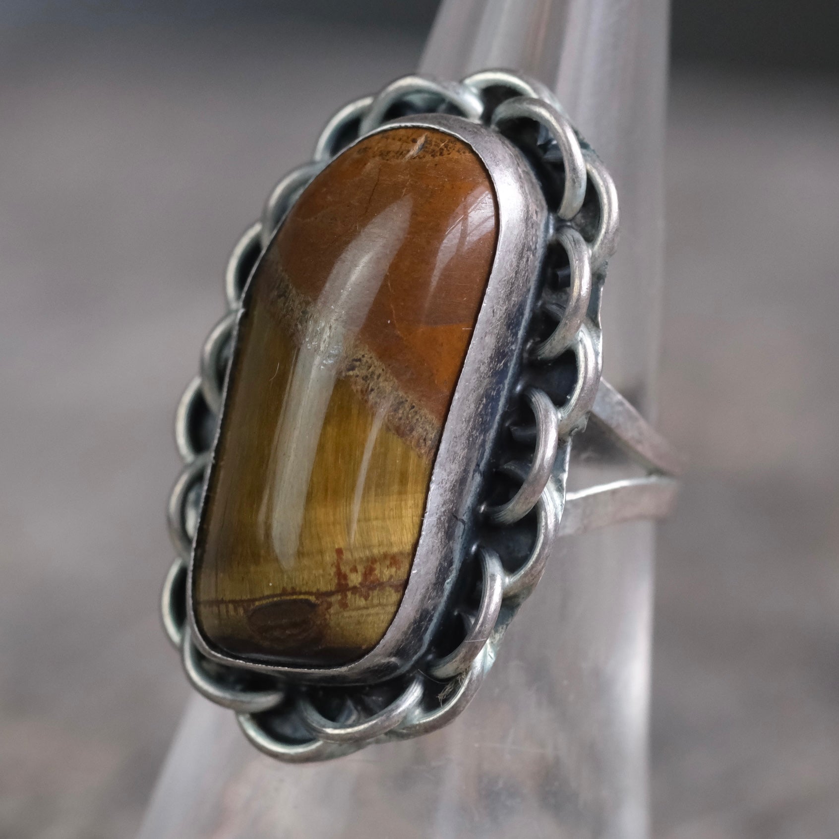 Vintage Sterling Brown Jasper Ring 6.25