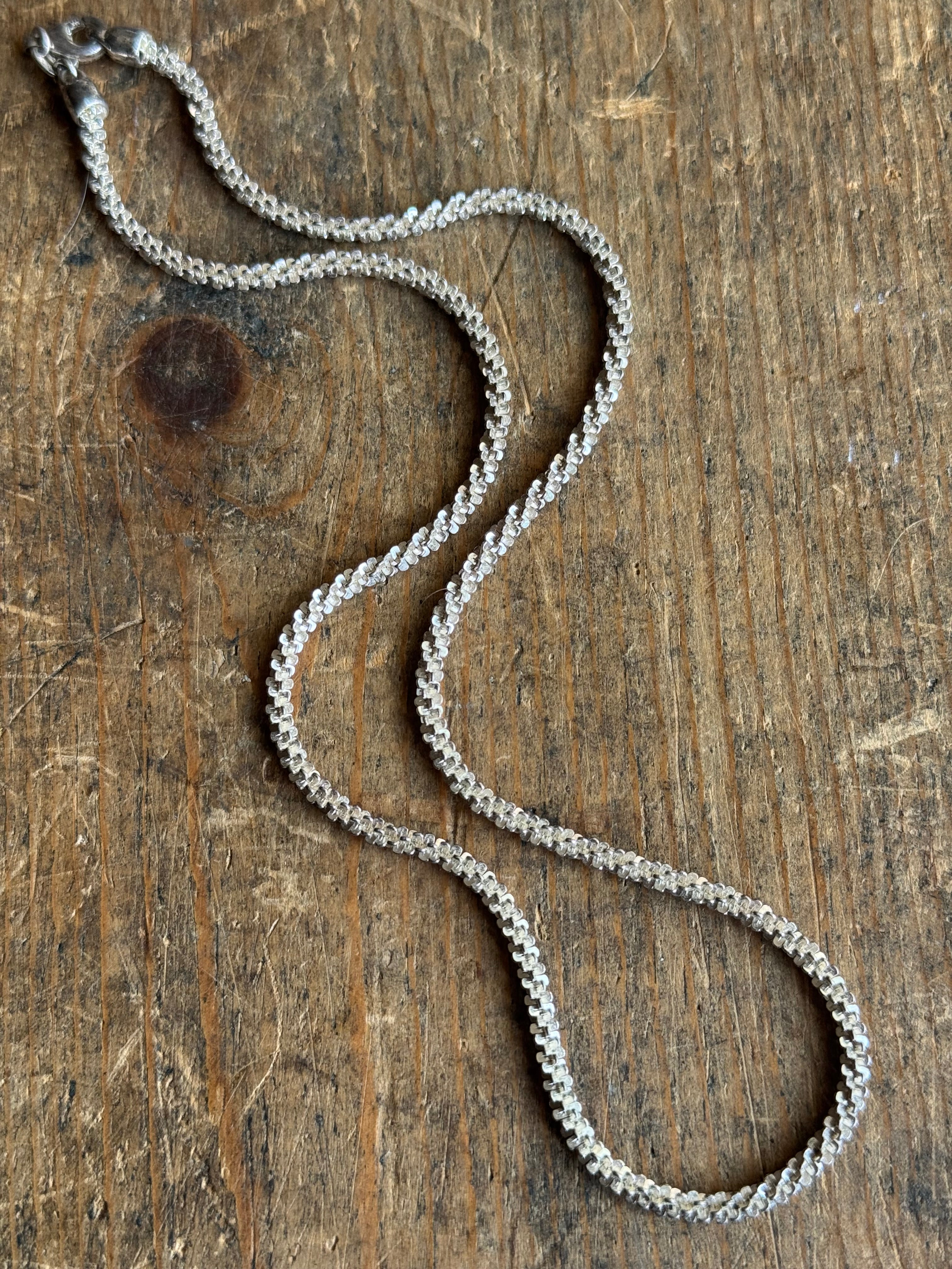 Vintage Sterling Silver 18” Sparkle Popcorn Chain