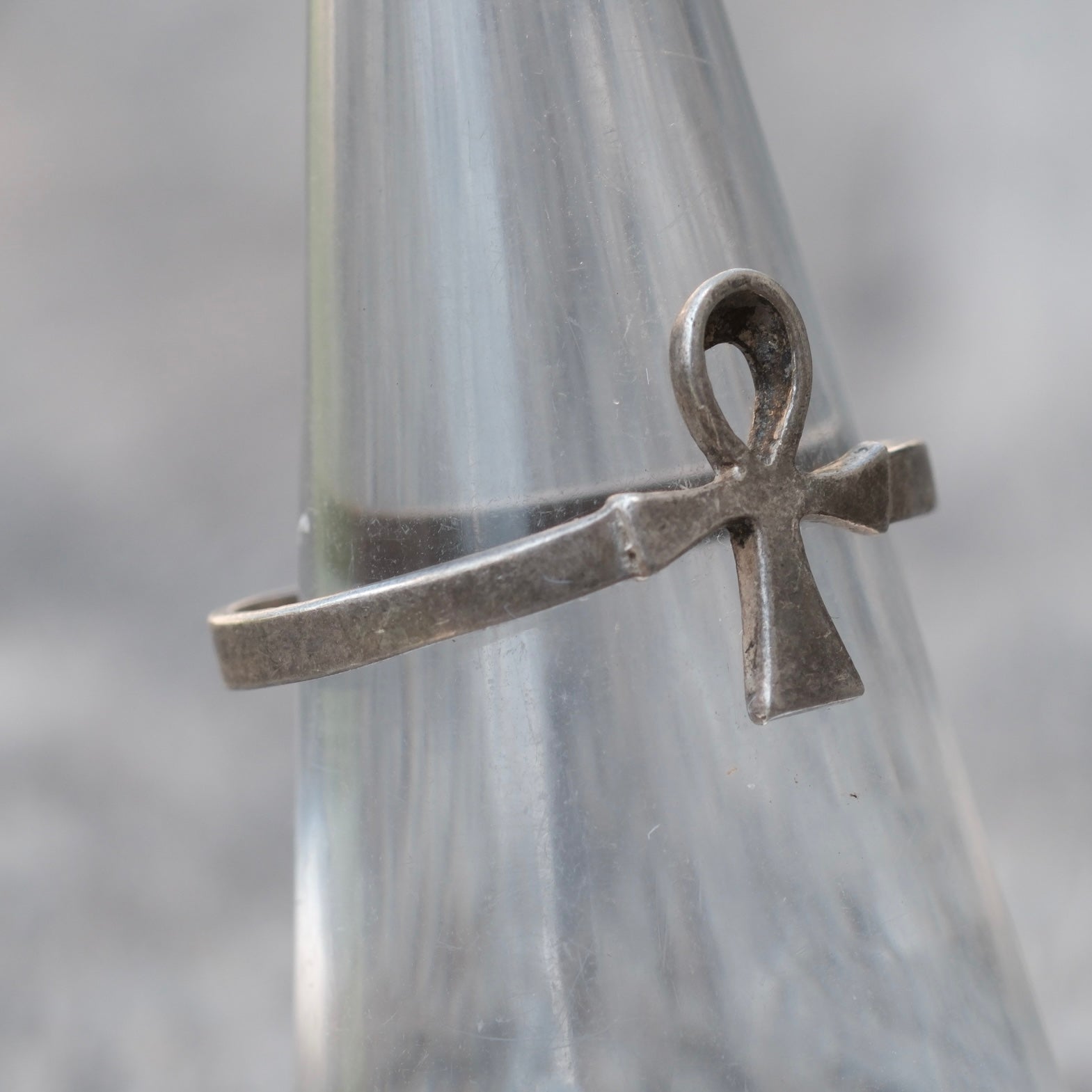 Vintage Sterling Silver Ankh Ring 7.5