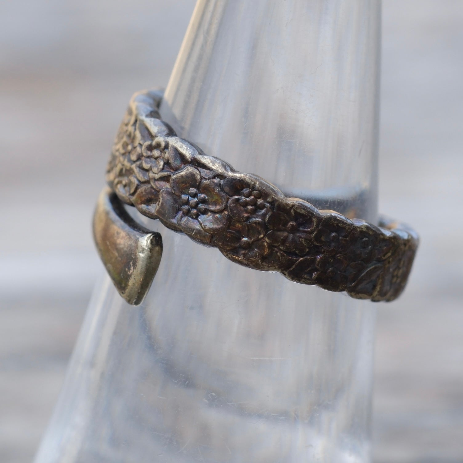 Vintage Sterling Floral Overpass Ring 6.25