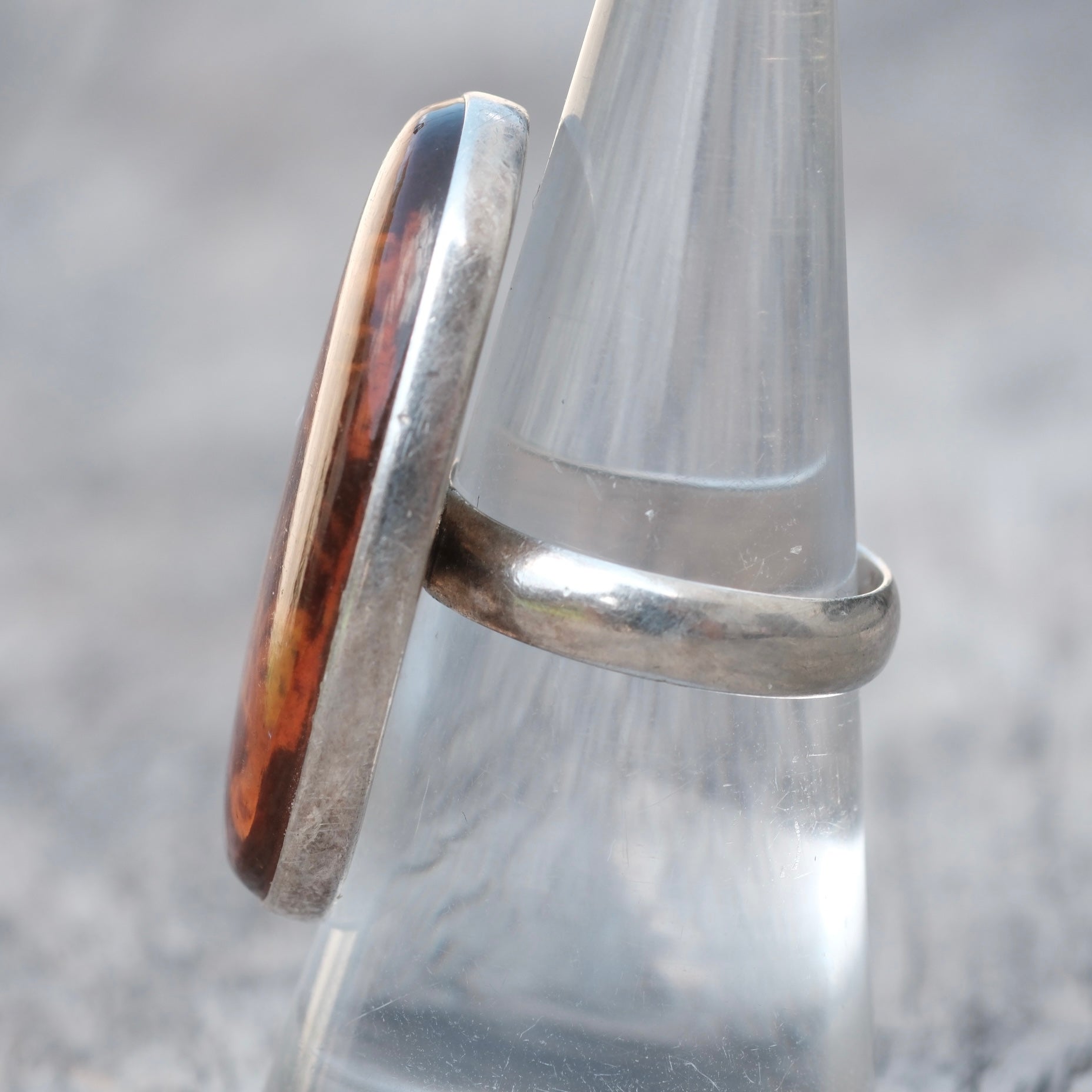Vintage Sterling Faux Amber Butterfly Ring 7