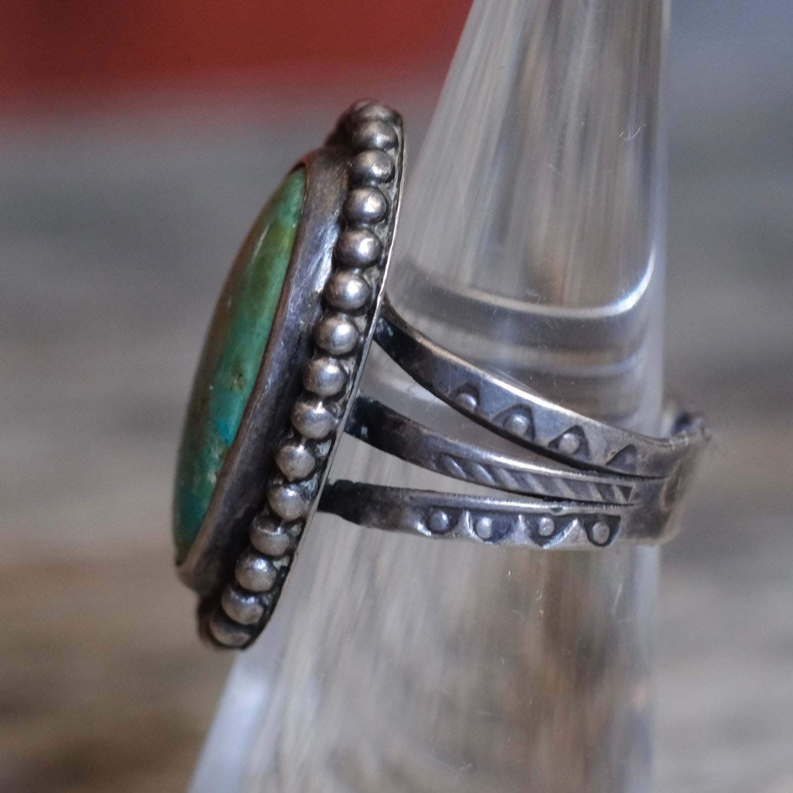 Vintage Sterling Turquoise Ring 5.25