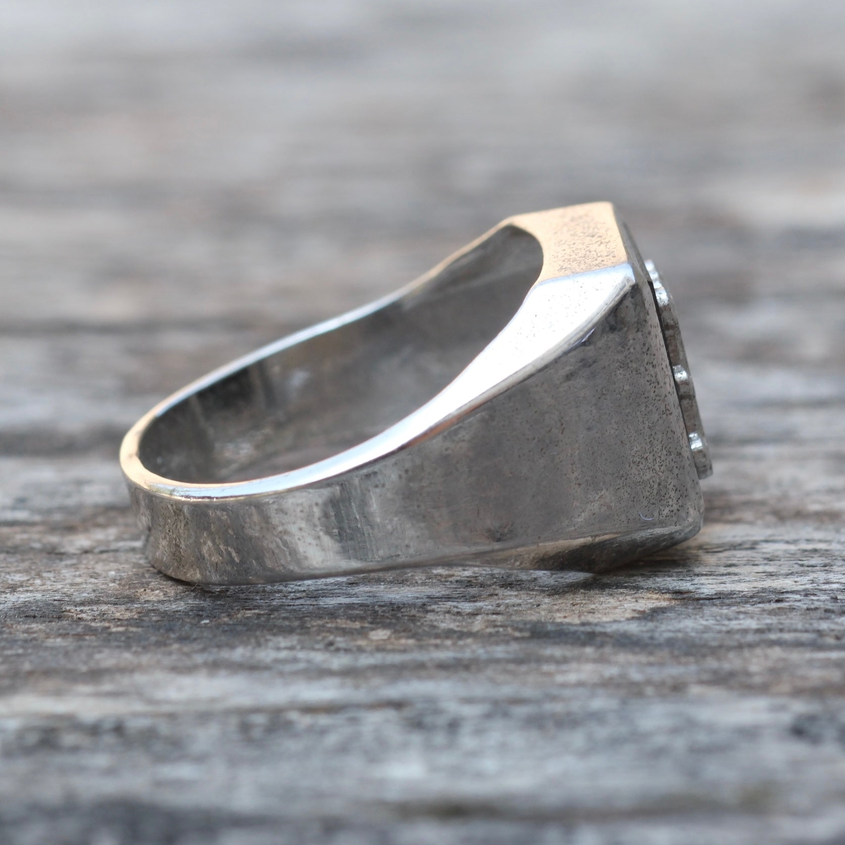 Vintage Sterling H Initial Signet Ring 6.75