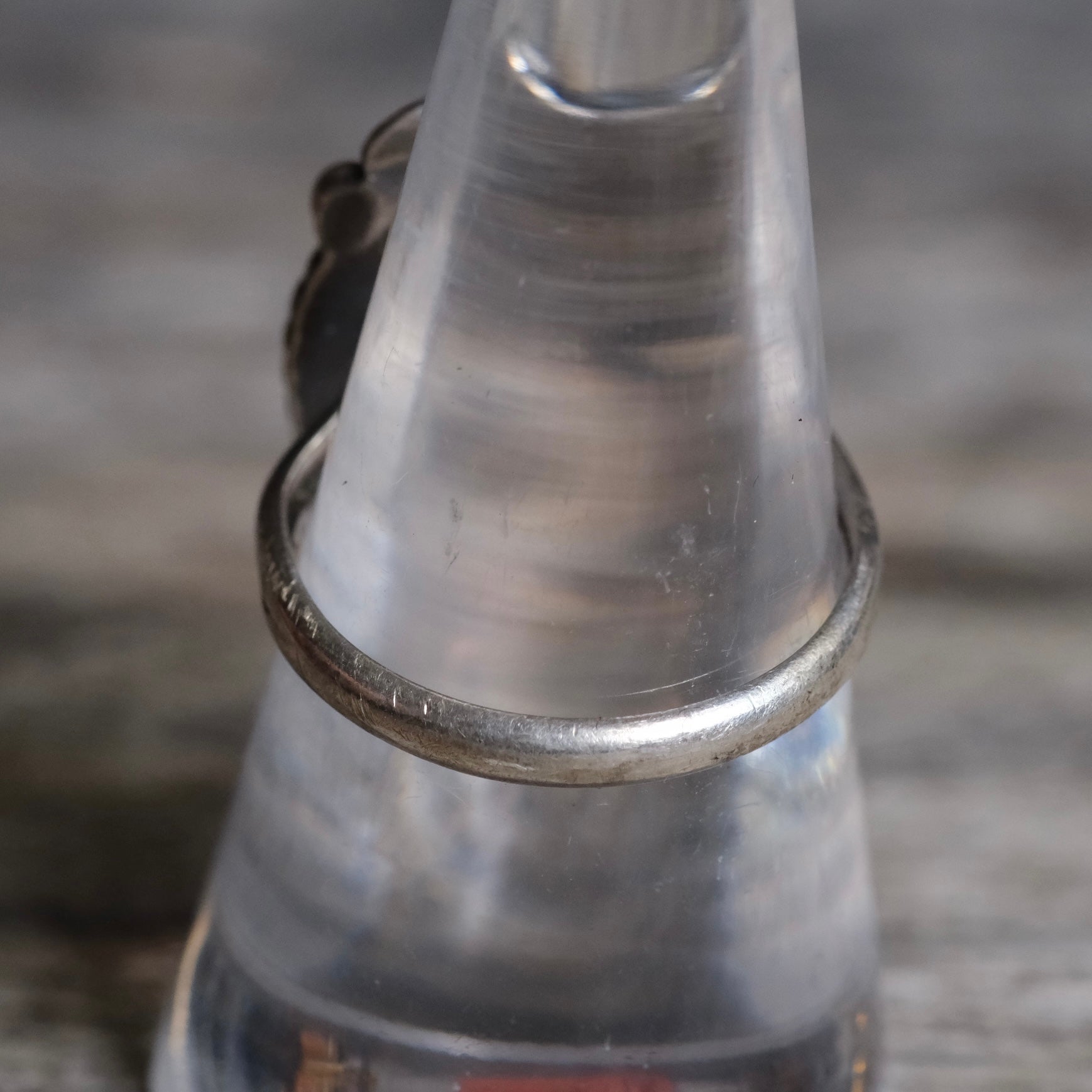 Vintage Sterling Petrified Wood Feather Ring 8