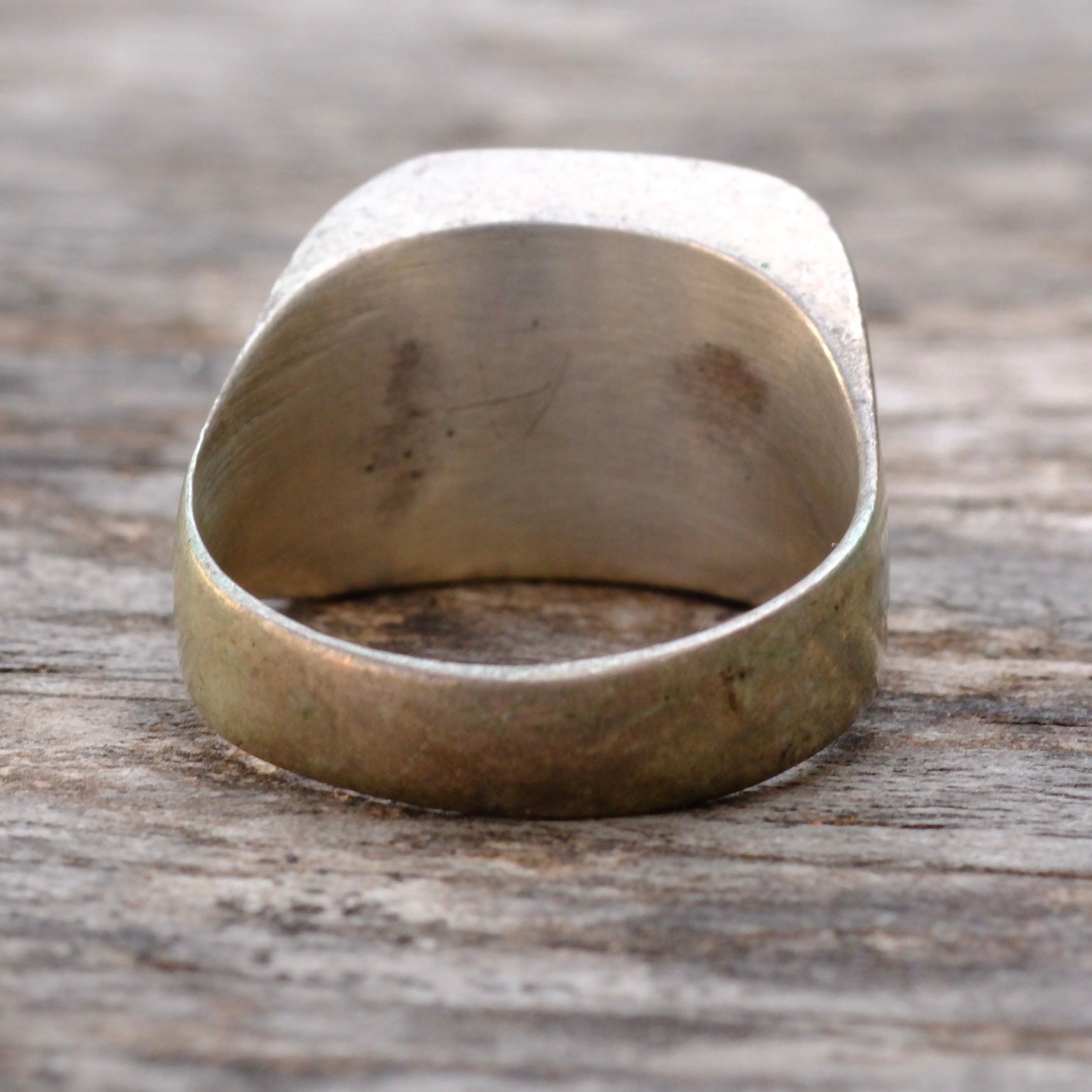 Vintage Sterling Turquoise Inlay Striper Ring 8.5