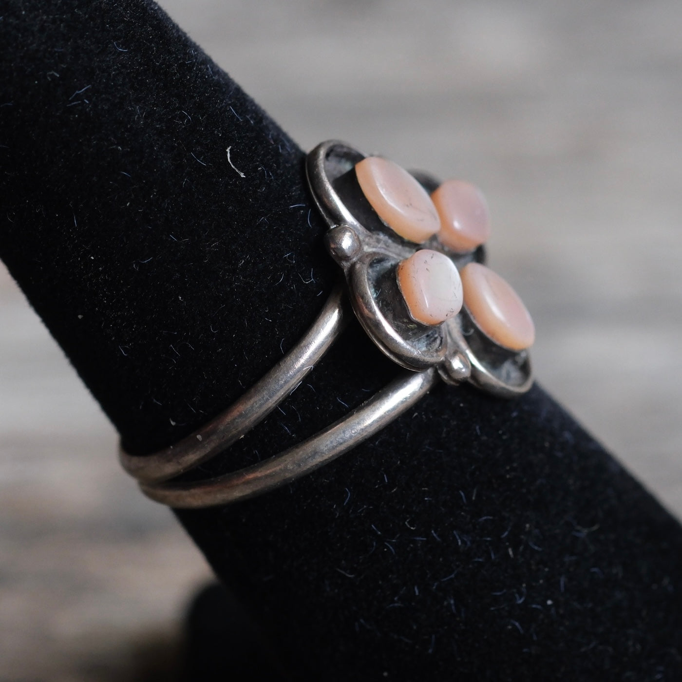 Vintage Sterling Mother Of Pearl Cluster Ring 5.75