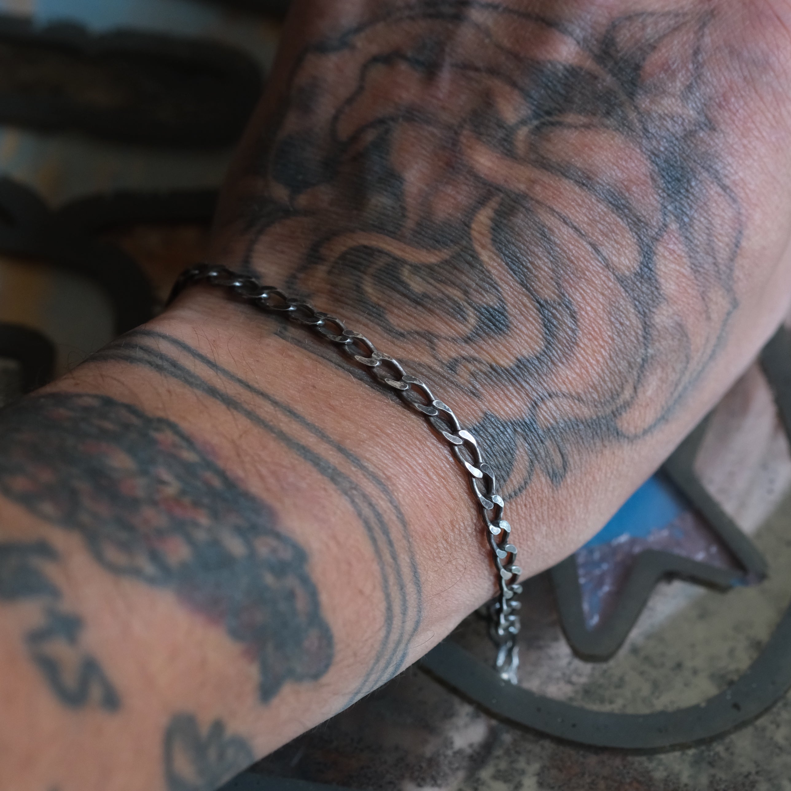 Vintage Sterling Silver Curb Chain Bracelet 7"