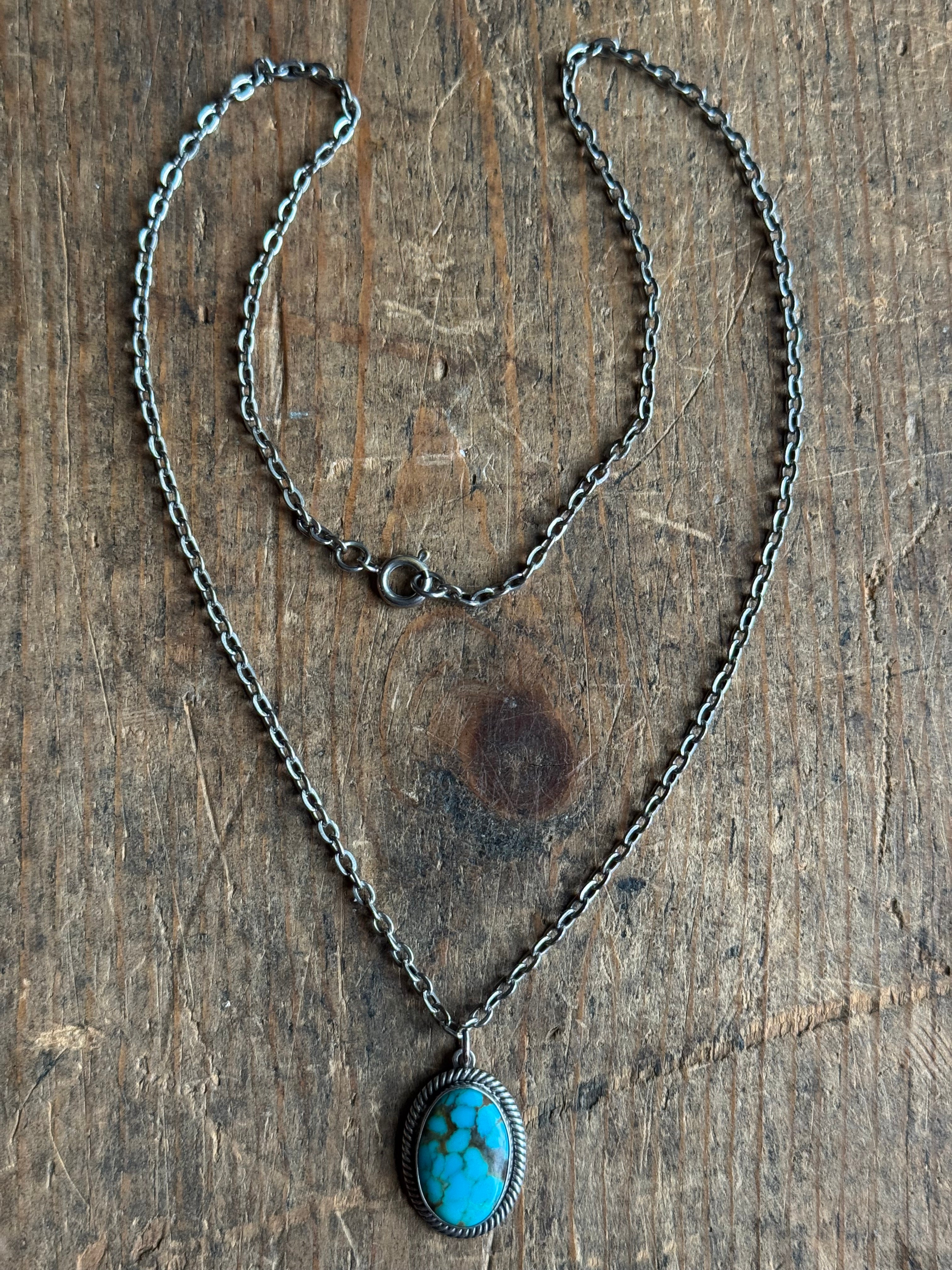 Vintage Sterling Silver Turquoise Necklace
