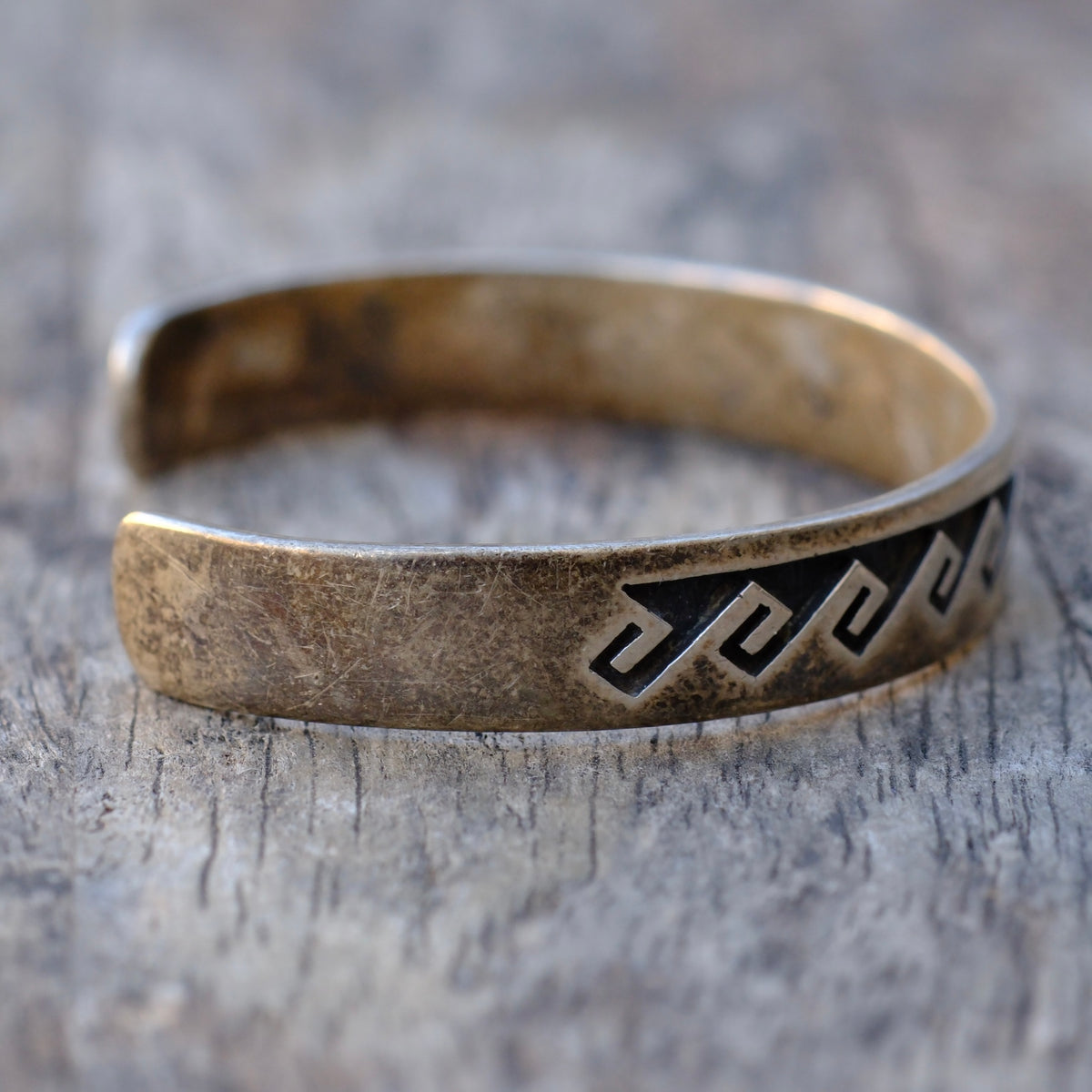 Vintage Sterling Silver Stamped Wave Cuff Bracelet