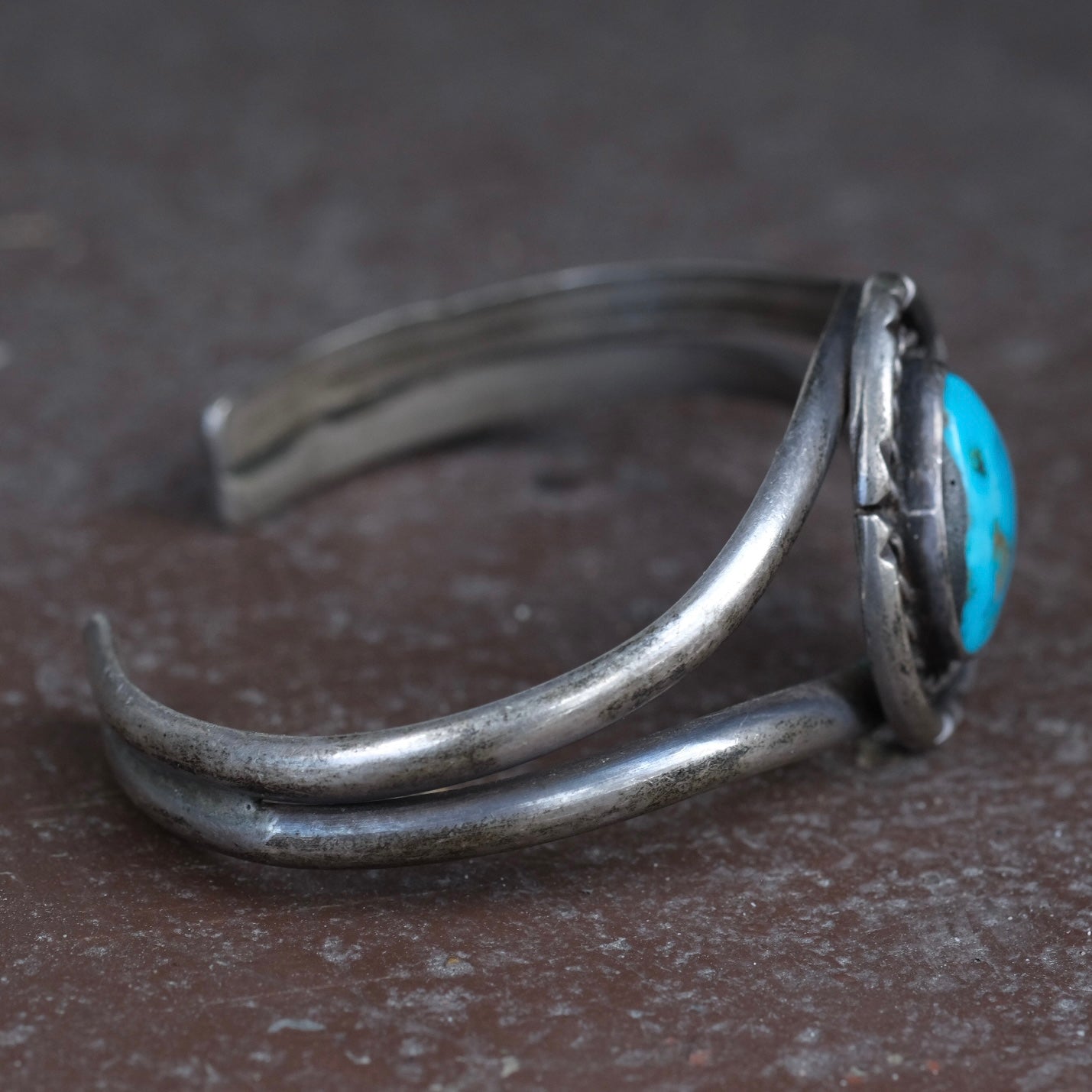 Vintage Sterling Turquoise Roper Cuff