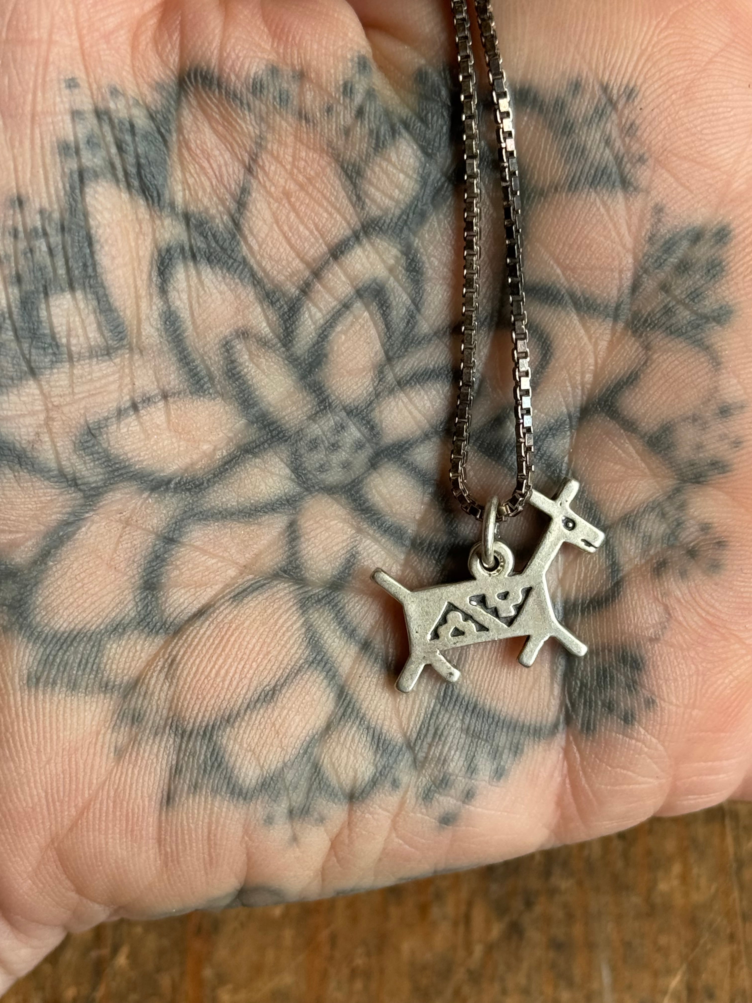 Vintage Sterling Silver Stamped Fetish Dog 18" Necklace