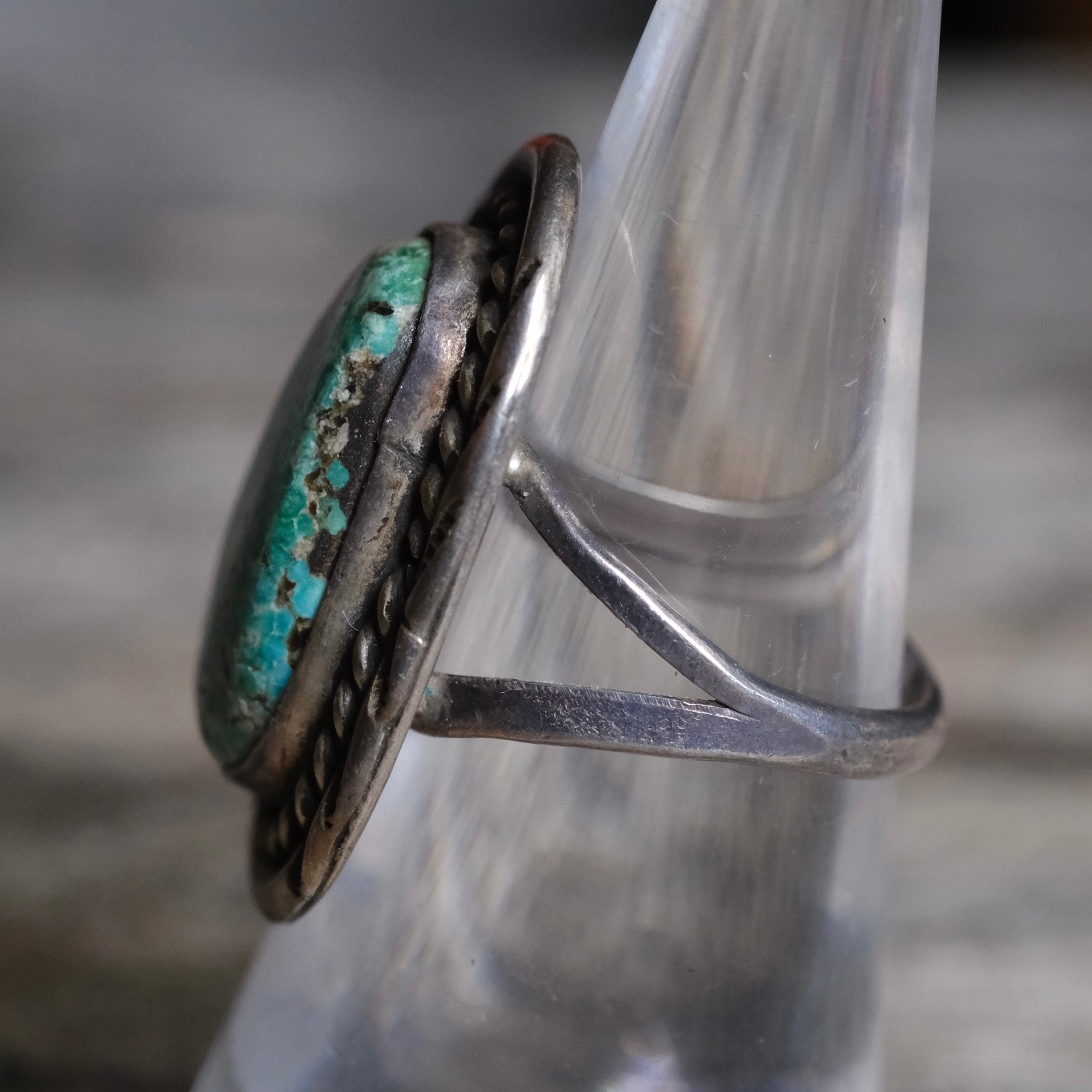 Vintage Sterling Turquoise Roper Ring 7