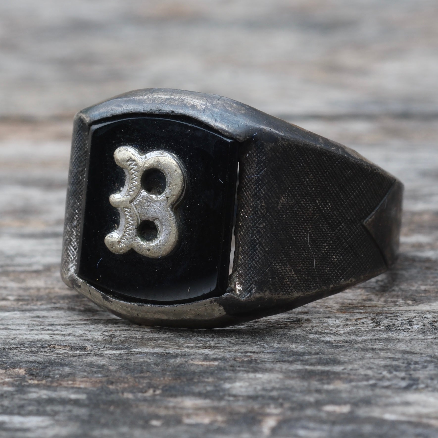 Vintage Sterling B Initial Signet Ring 10
