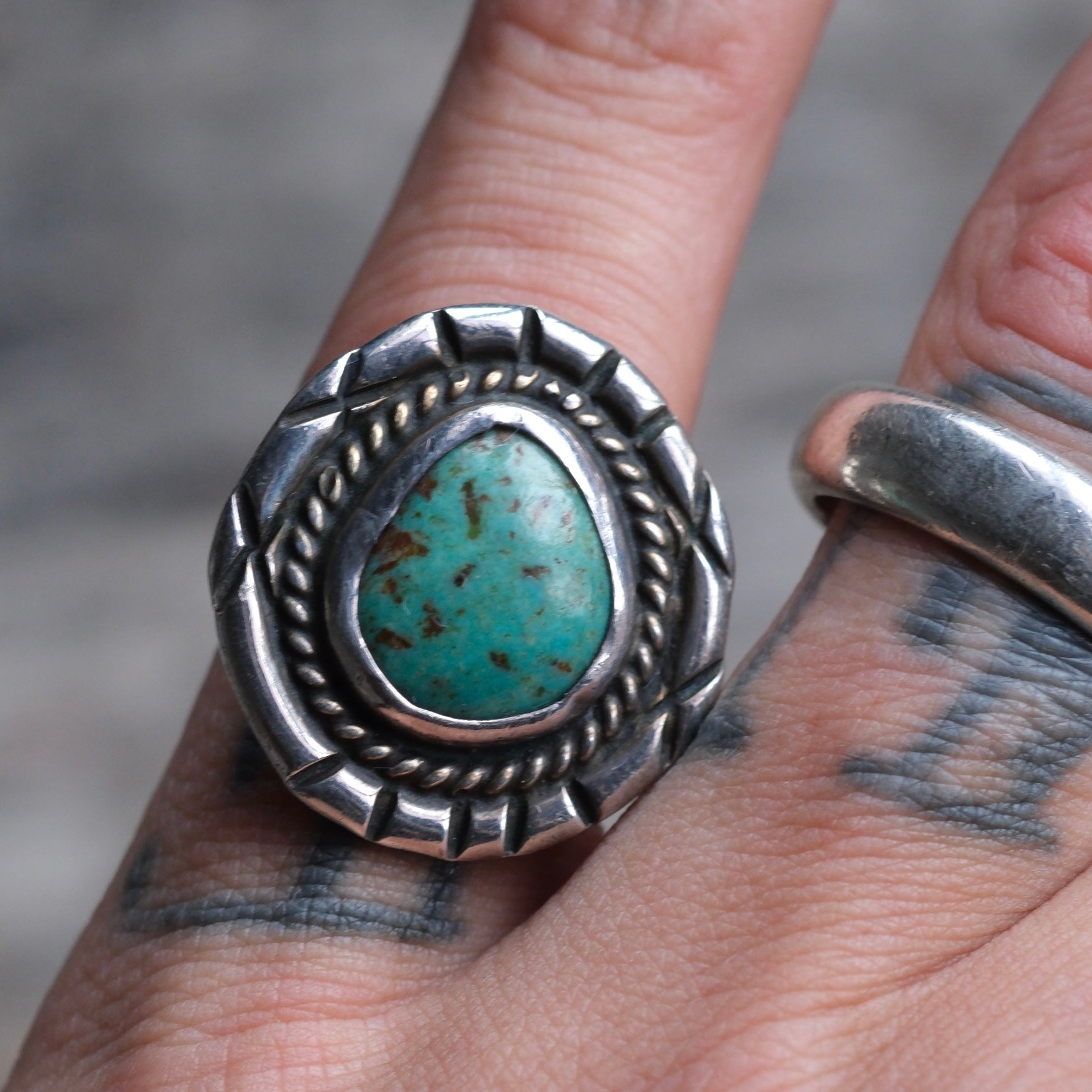 Vintage Sterling Turquoise Ring 6.25