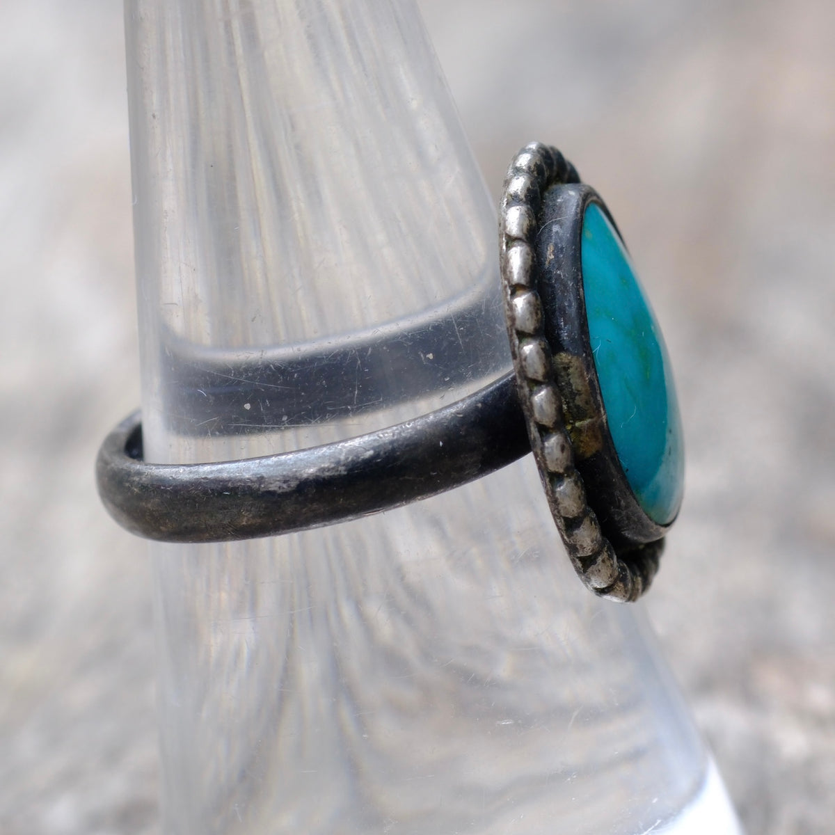 Vintage Sterling Turquoise Ring 7.5