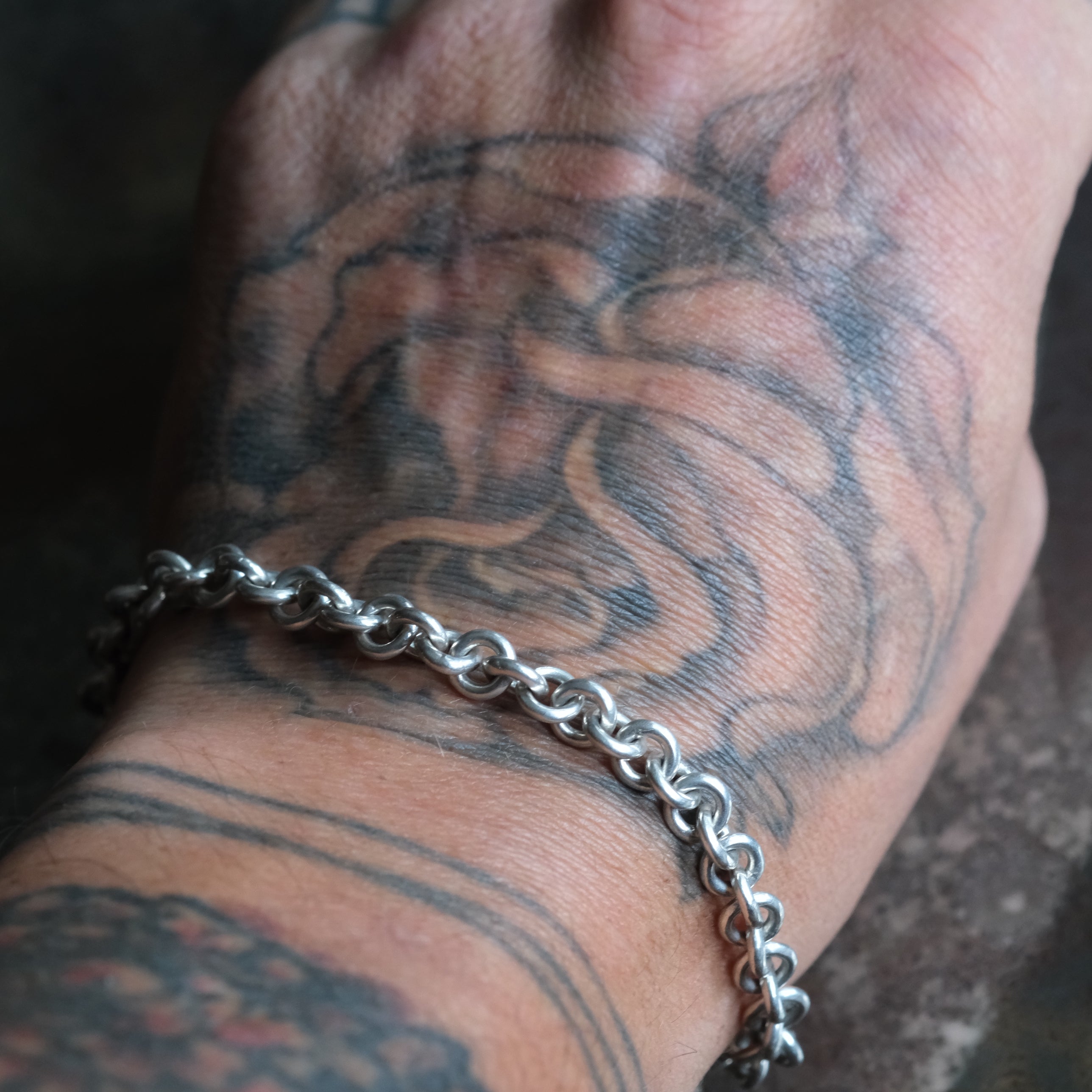 Vintage Sterling Rolo Link Heart ID Bracelet 7.5"