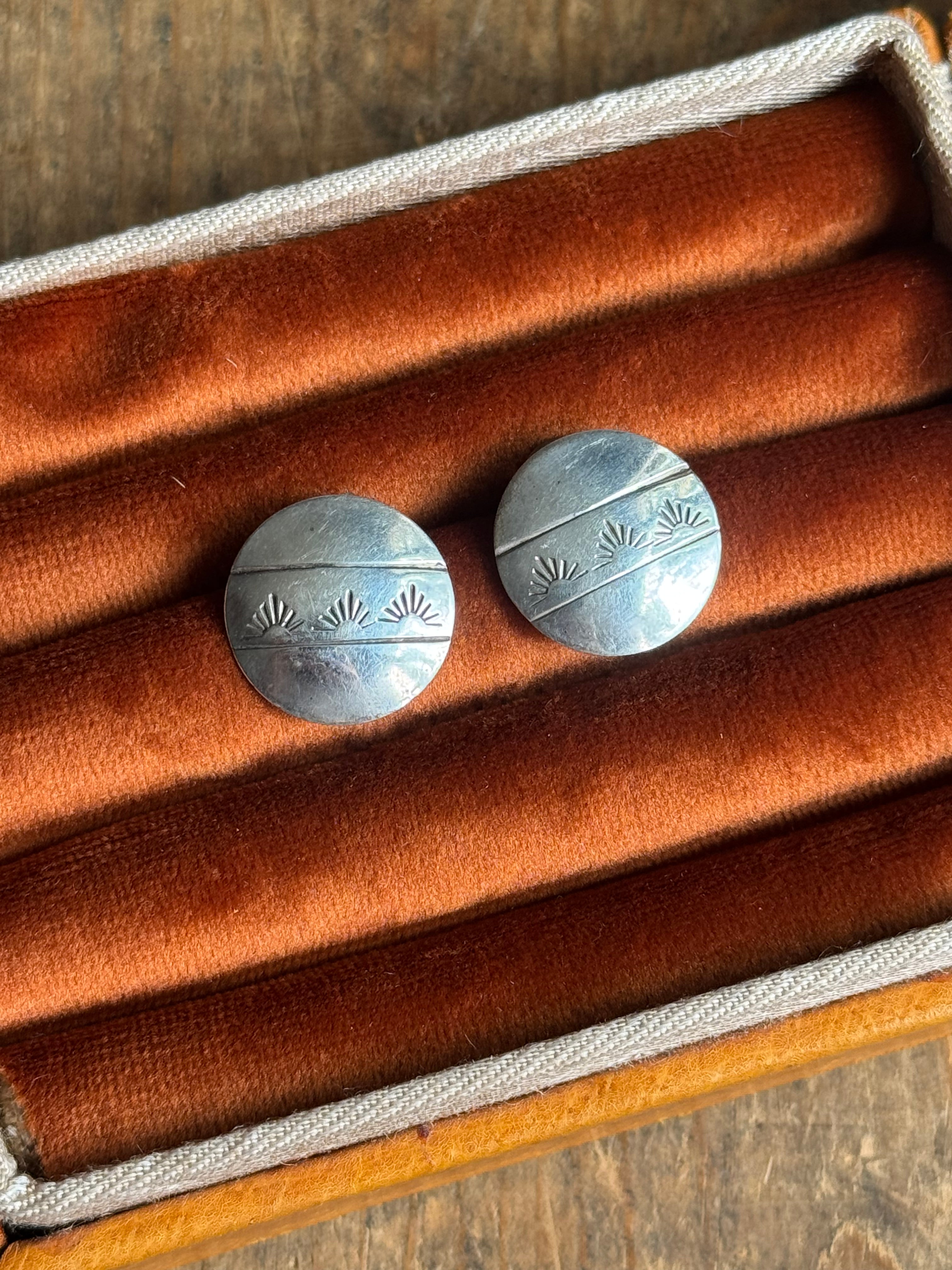 Vintage Sterling Silver Stamped Coin Earrings